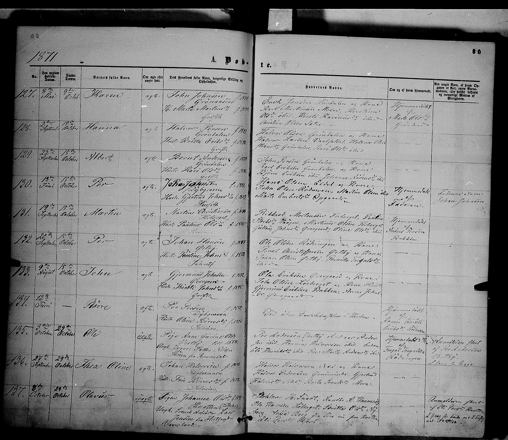 Trysil prestekontor, AV/SAH-PREST-046/H/Ha/Haa/L0006: Parish register (official) no. 6, 1866-1873, p. 80