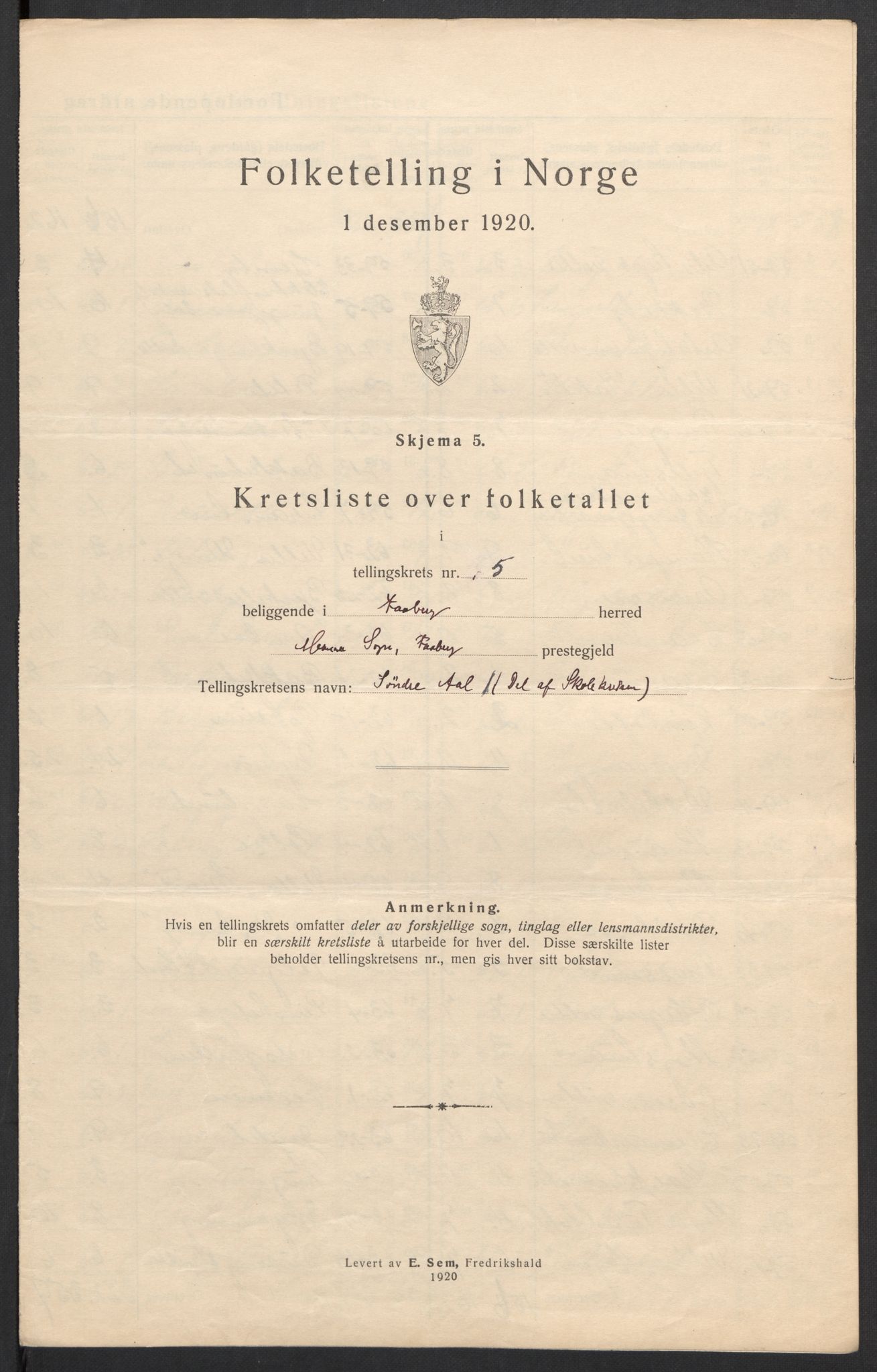 SAH, 1920 census for Fåberg, 1920, p. 36