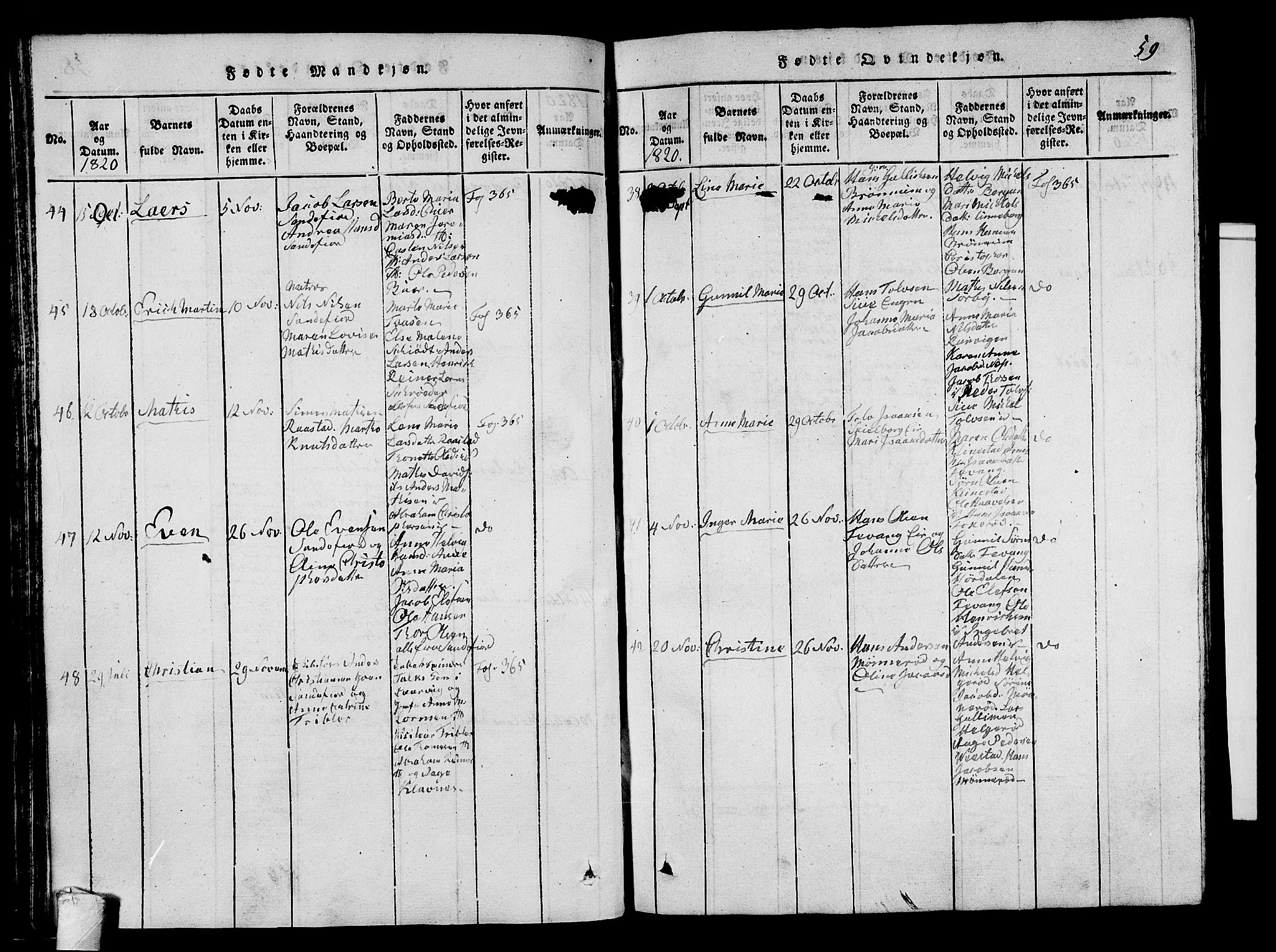 Sandar kirkebøker, SAKO/A-243/G/Ga/L0001: Parish register (copy) no. 1, 1814-1835, p. 59