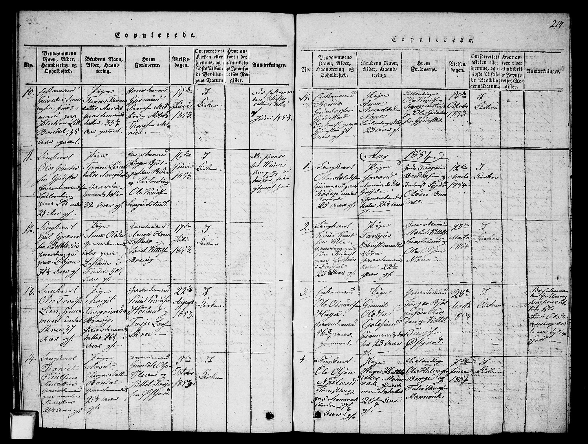 Fyresdal kirkebøker, SAKO/A-263/G/Ga/L0002: Parish register (copy) no. I 2, 1815-1857, p. 214