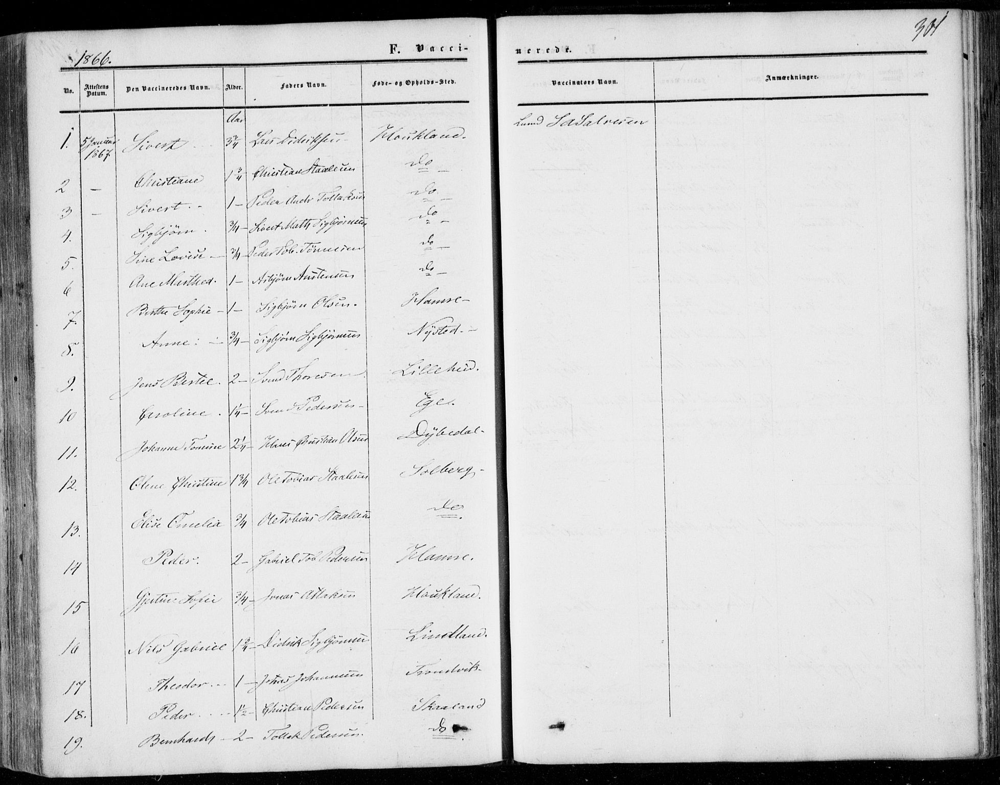 Lund sokneprestkontor, AV/SAST-A-101809/S06/L0009: Parish register (official) no. A 8, 1853-1877, p. 301