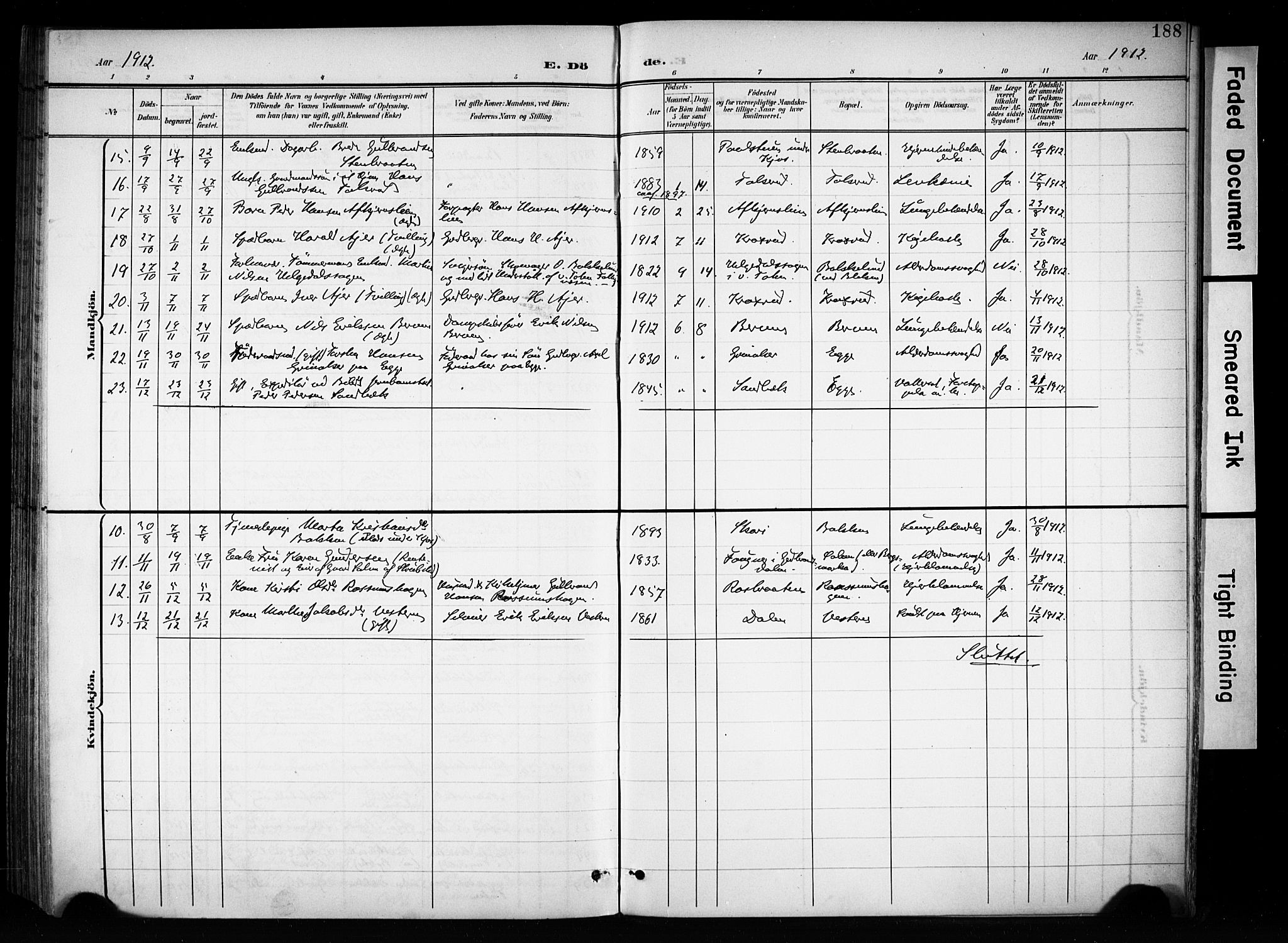 Brandbu prestekontor, SAH/PREST-114/H/Ha/Haa/L0001: Parish register (official) no. 1, 1900-1912, p. 188