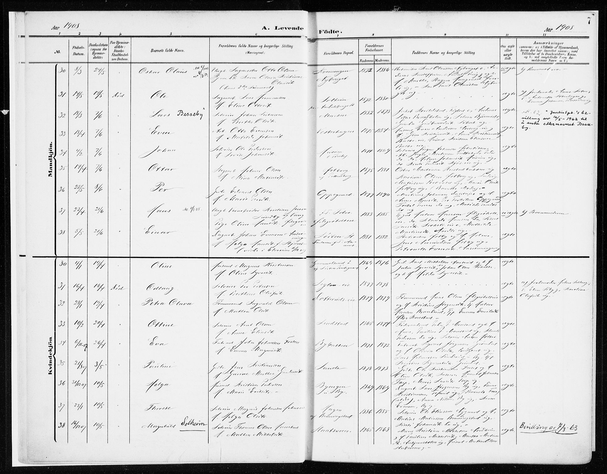 Løten prestekontor, AV/SAH-PREST-022/K/Ka/L0011: Parish register (official) no. 11, 1908-1917, p. 7