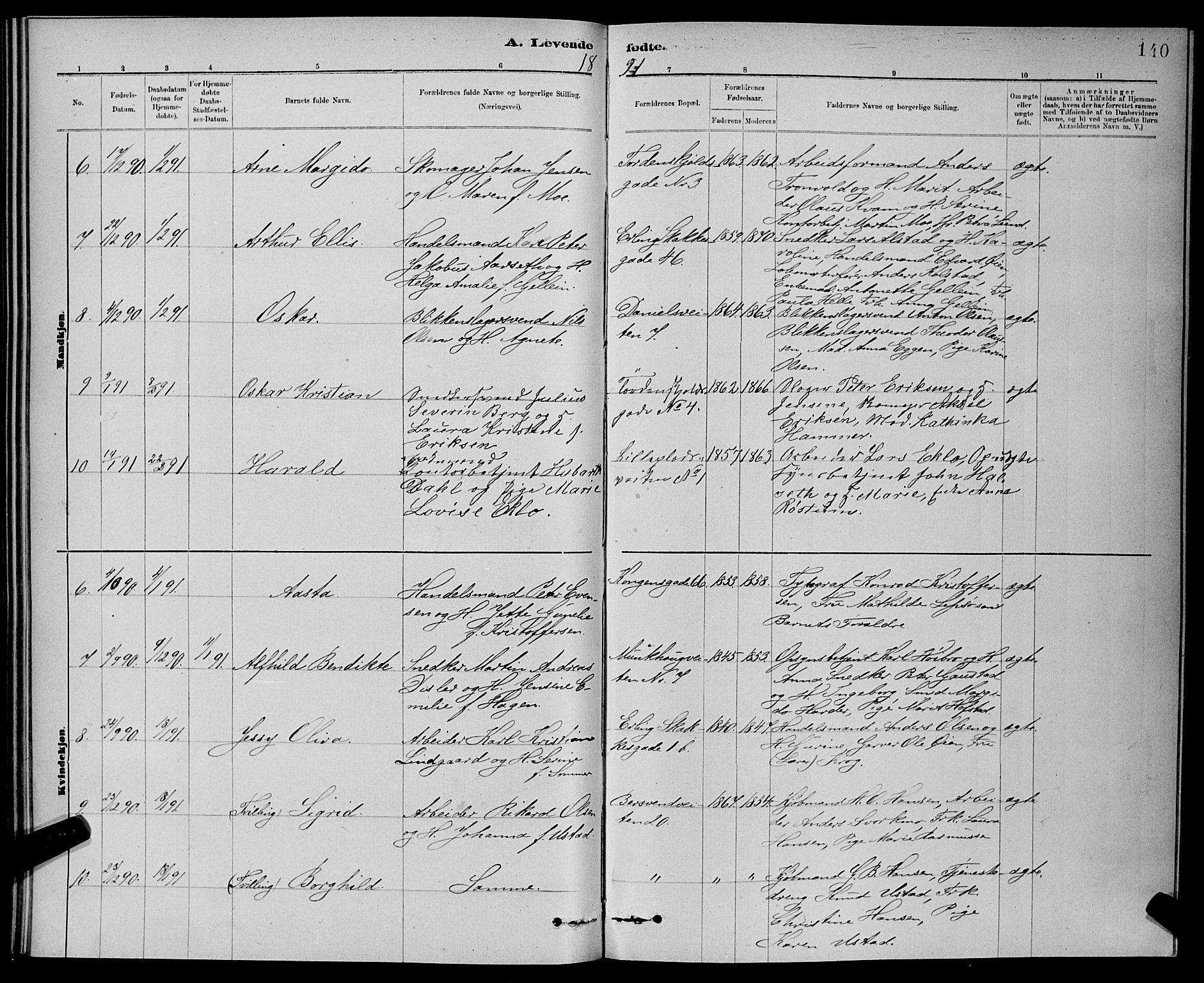 Ministerialprotokoller, klokkerbøker og fødselsregistre - Sør-Trøndelag, SAT/A-1456/601/L0092: Parish register (copy) no. 601C10, 1884-1897, p. 140