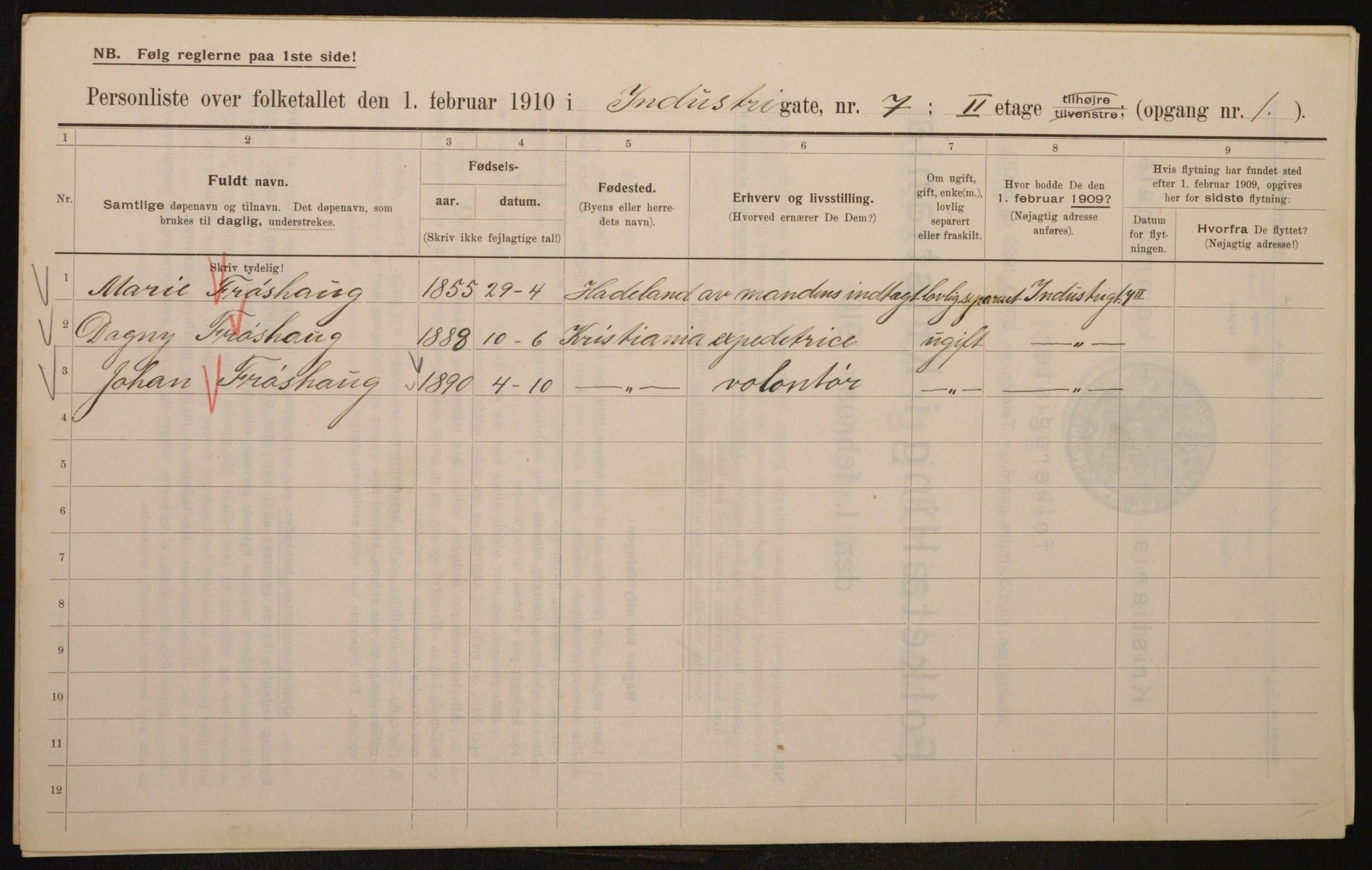 OBA, Municipal Census 1910 for Kristiania, 1910, p. 42278