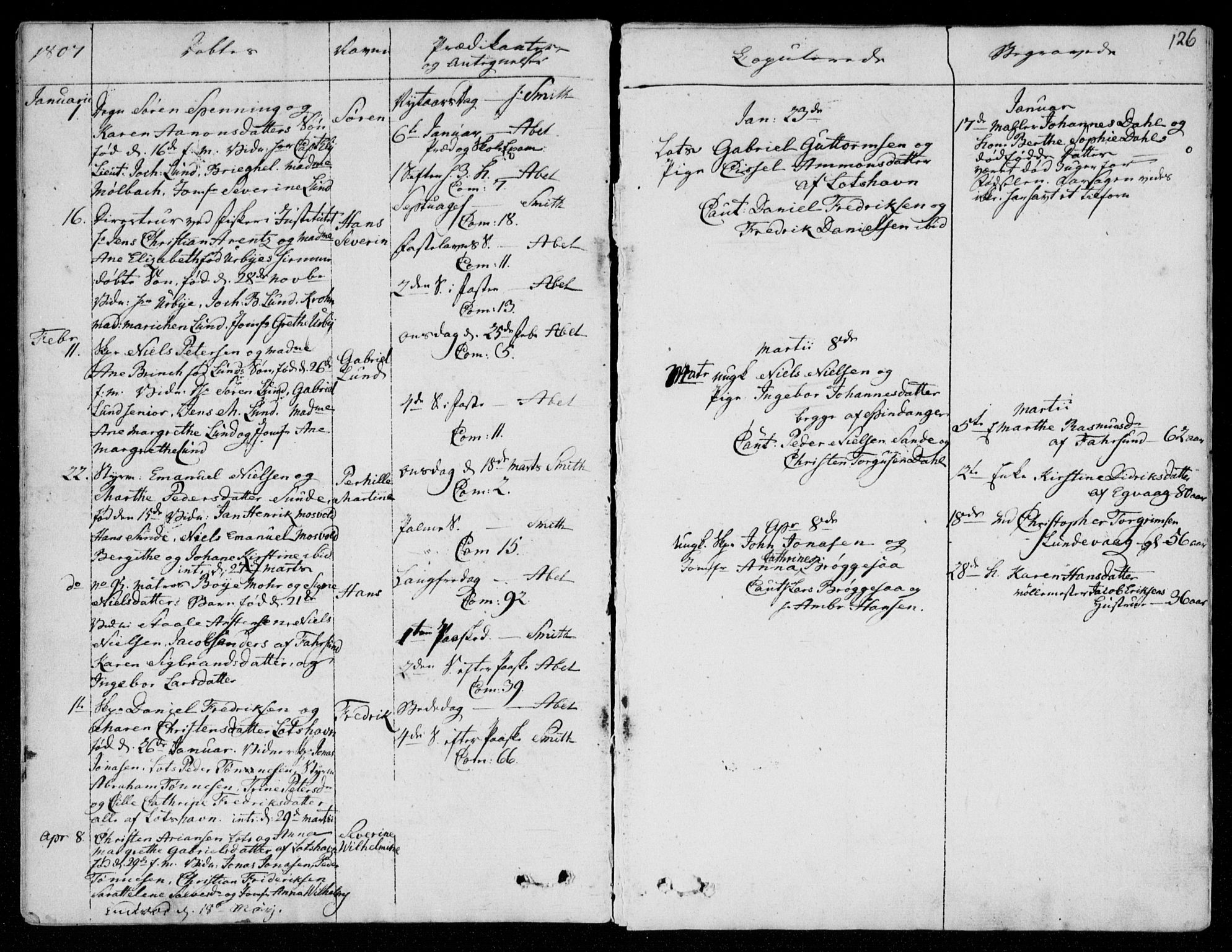 Farsund sokneprestkontor, SAK/1111-0009/F/Fa/L0001: Parish register (official) no. A 1, 1784-1815, p. 126