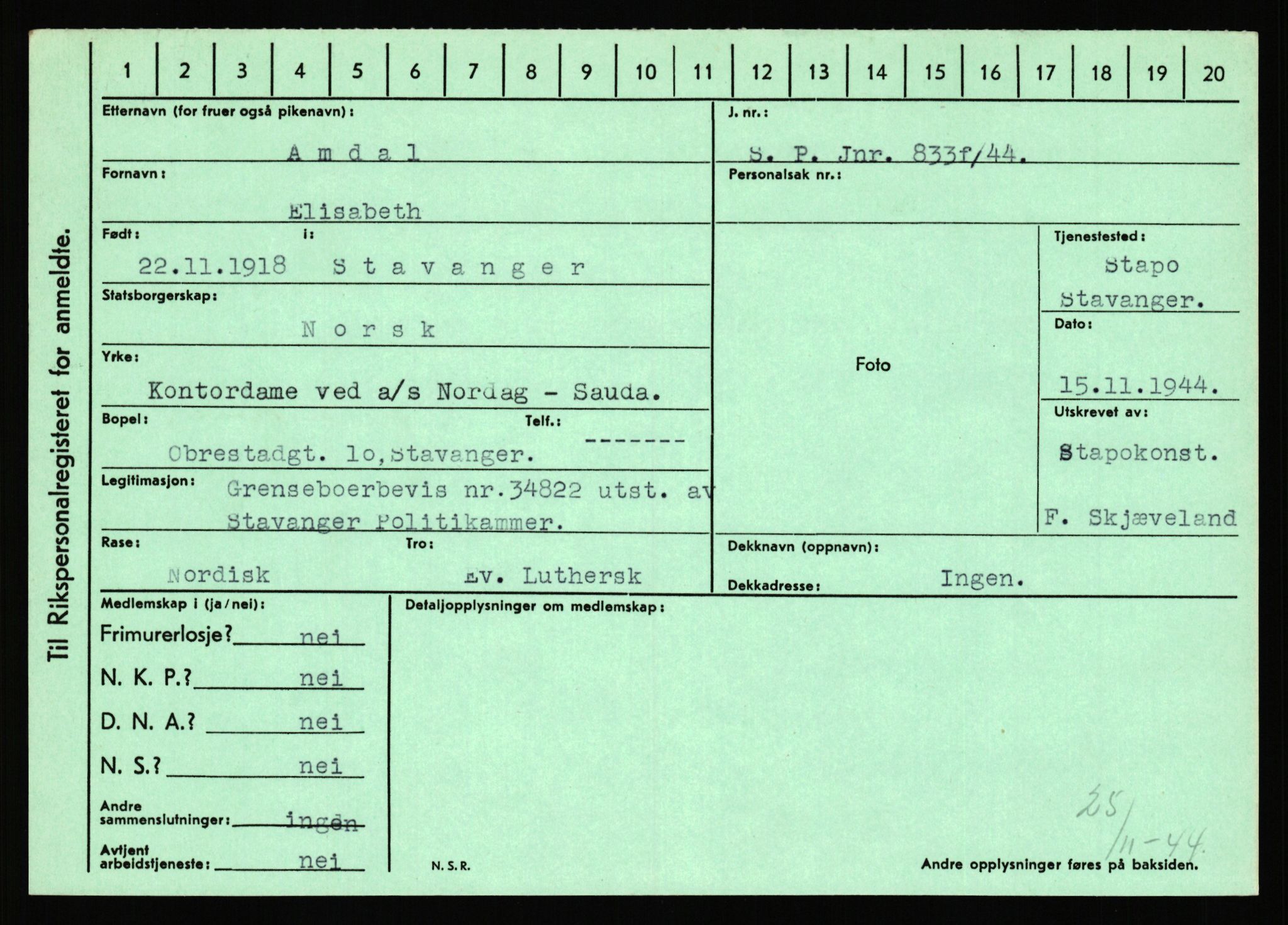 Statspolitiet - Hovedkontoret / Osloavdelingen, AV/RA-S-1329/C/Ca/L0001: Aabakken - Armann, 1943-1945, p. 1599