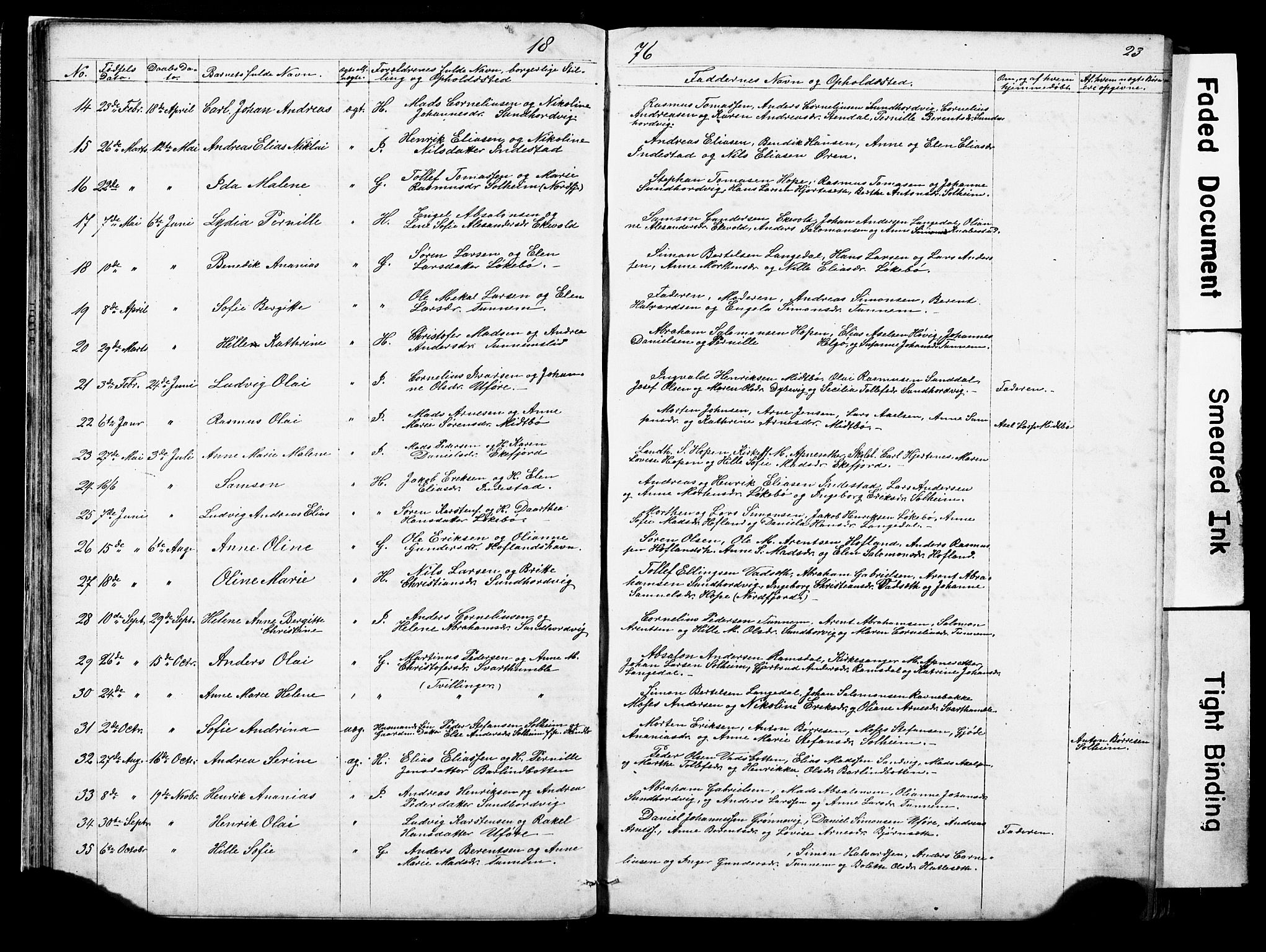 Kinn sokneprestembete, SAB/A-80801/H/Hab/Habe/L0001: Parish register (copy) no. E 1, 1864-1899, p. 23