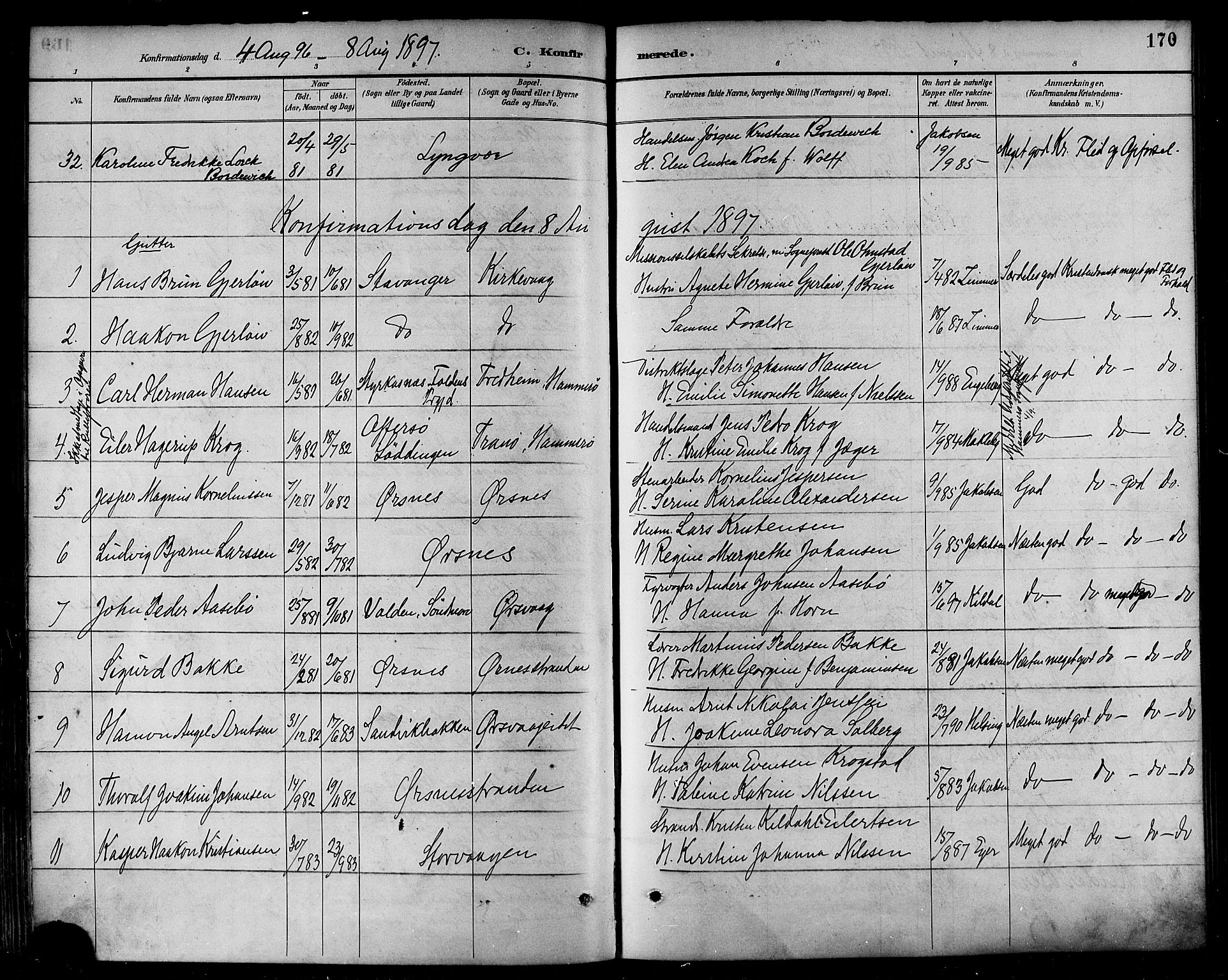 Ministerialprotokoller, klokkerbøker og fødselsregistre - Nordland, SAT/A-1459/874/L1060: Parish register (official) no. 874A04, 1890-1899, p. 170