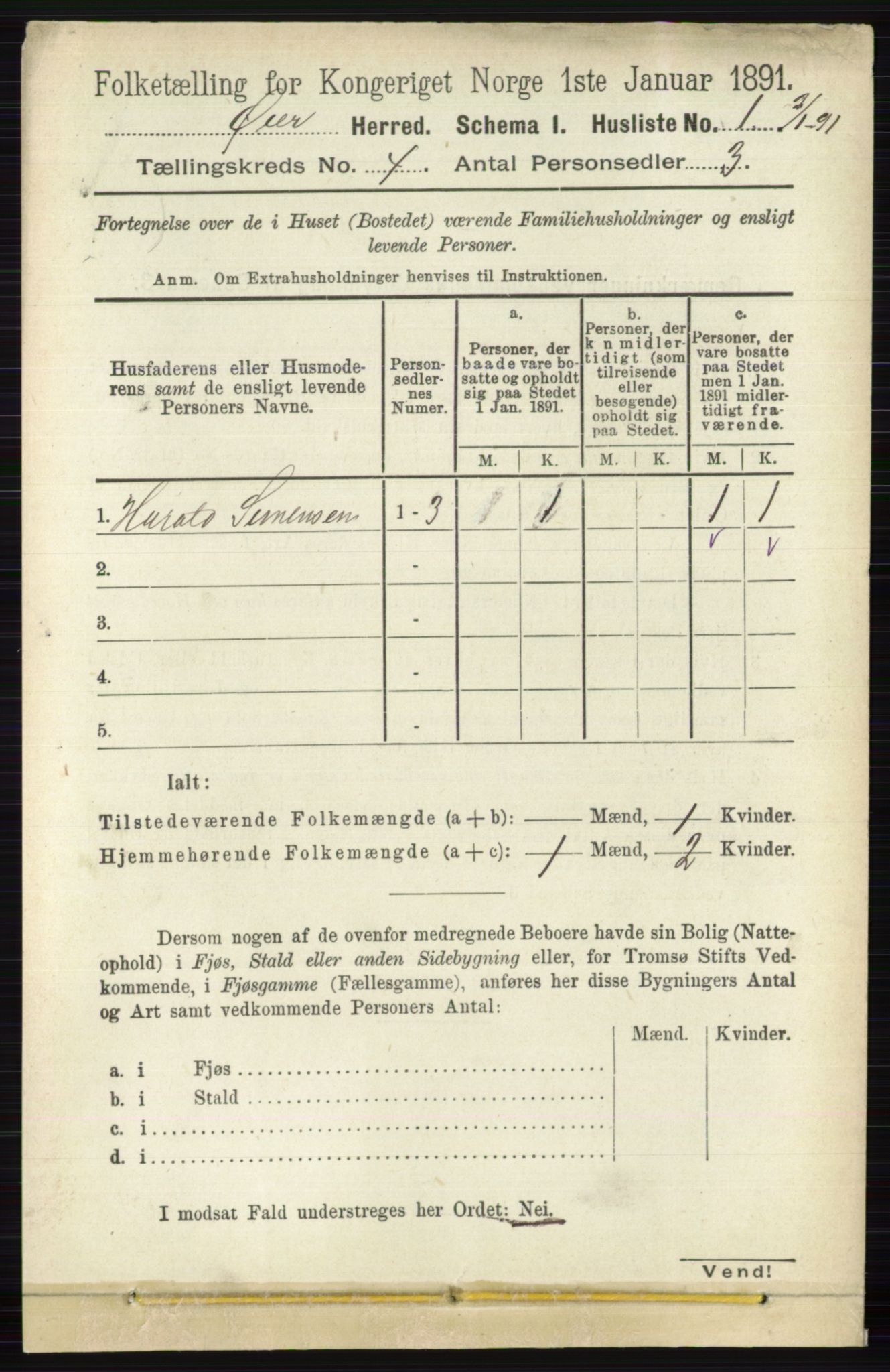 RA, 1891 census for 0521 Øyer, 1891, p. 1232