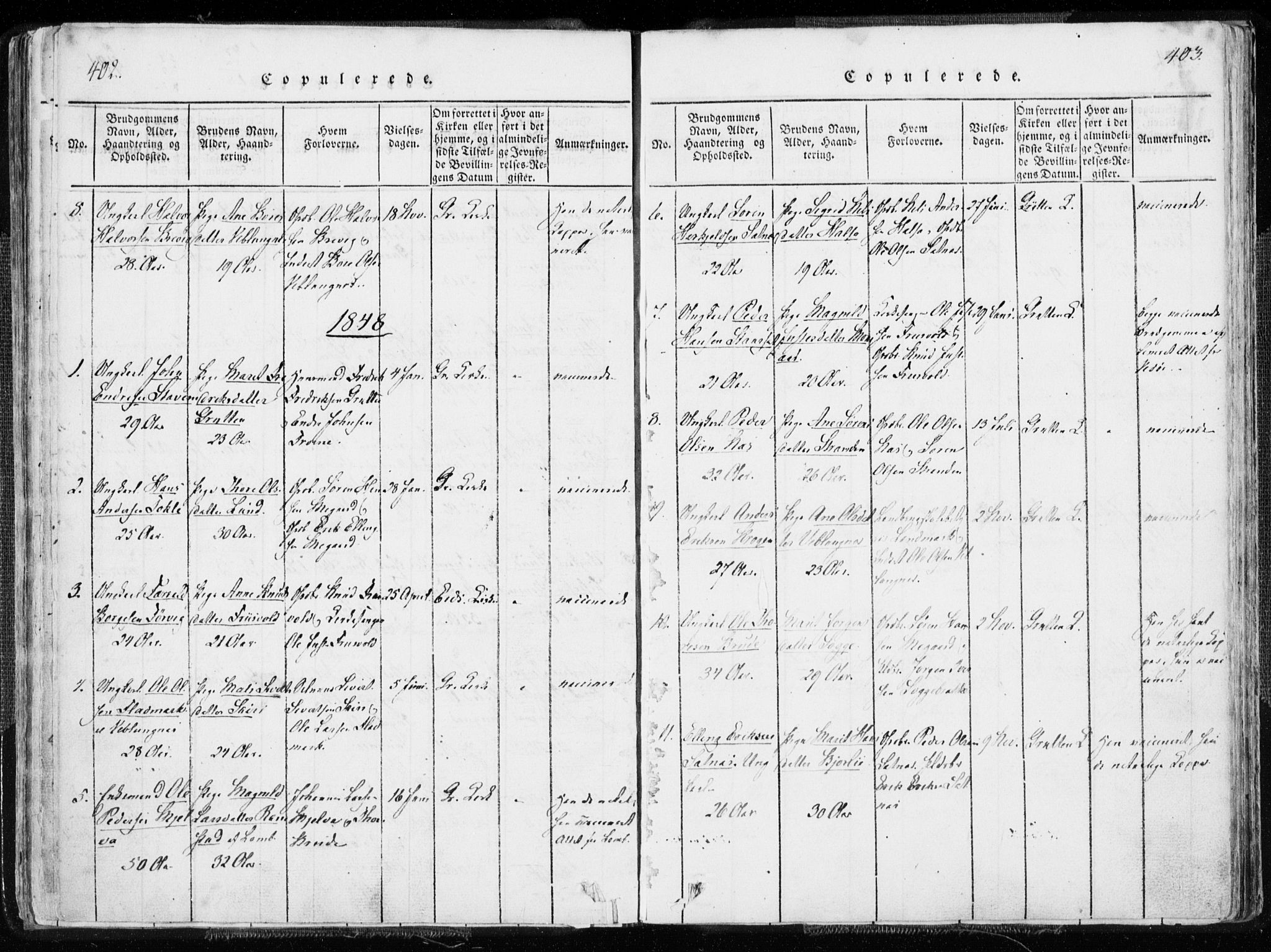 Ministerialprotokoller, klokkerbøker og fødselsregistre - Møre og Romsdal, SAT/A-1454/544/L0571: Parish register (official) no. 544A04, 1818-1853, p. 402-403