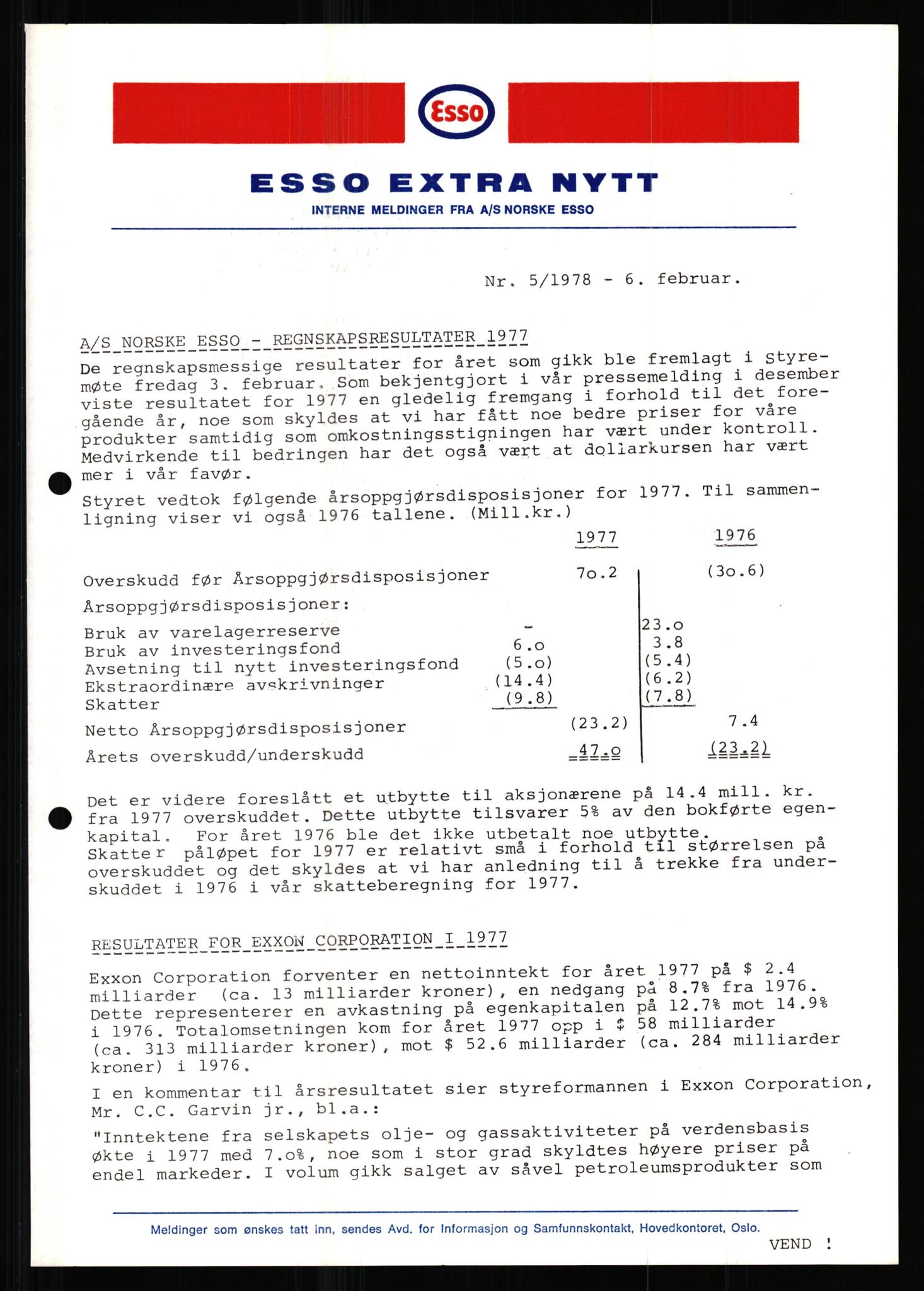 Pa 0982 - Esso Norge A/S, AV/SAST-A-100448/X/Xd/L0001: Esso Extra Nytt, 1977-1980