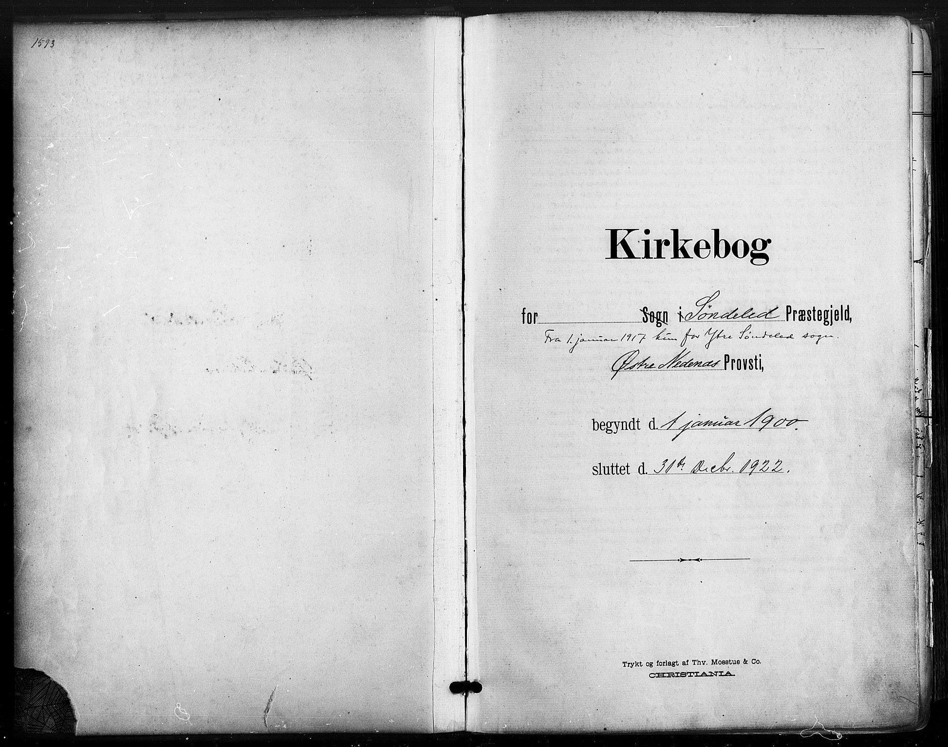 Søndeled sokneprestkontor, SAK/1111-0038/F/Fa/L0006: Parish register (official) no. A 6, 1900-1922