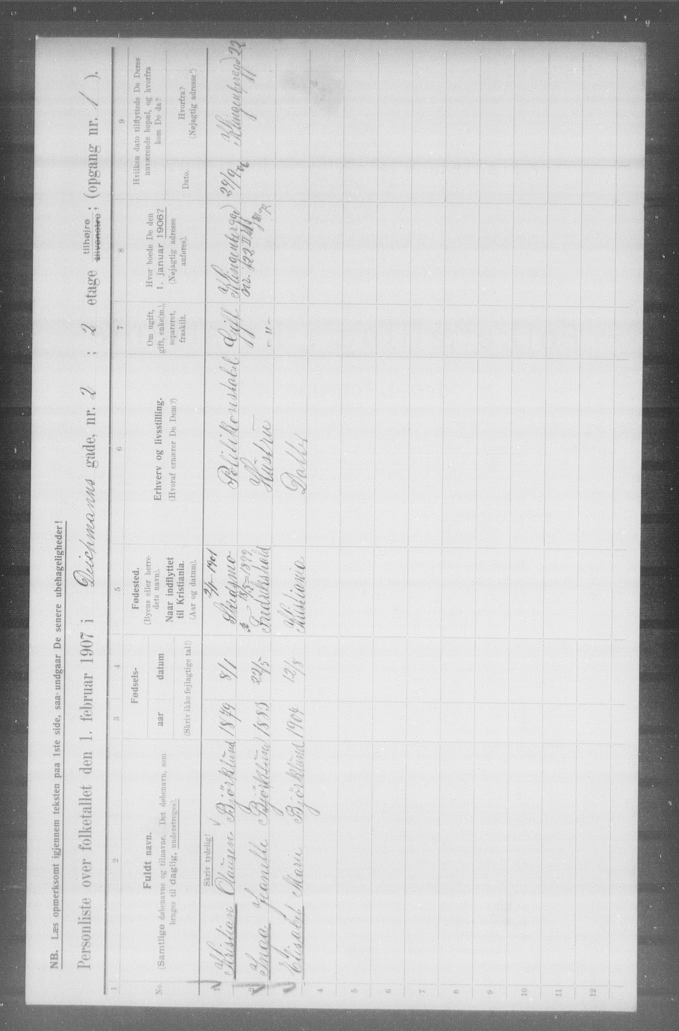 OBA, Municipal Census 1907 for Kristiania, 1907, p. 7824