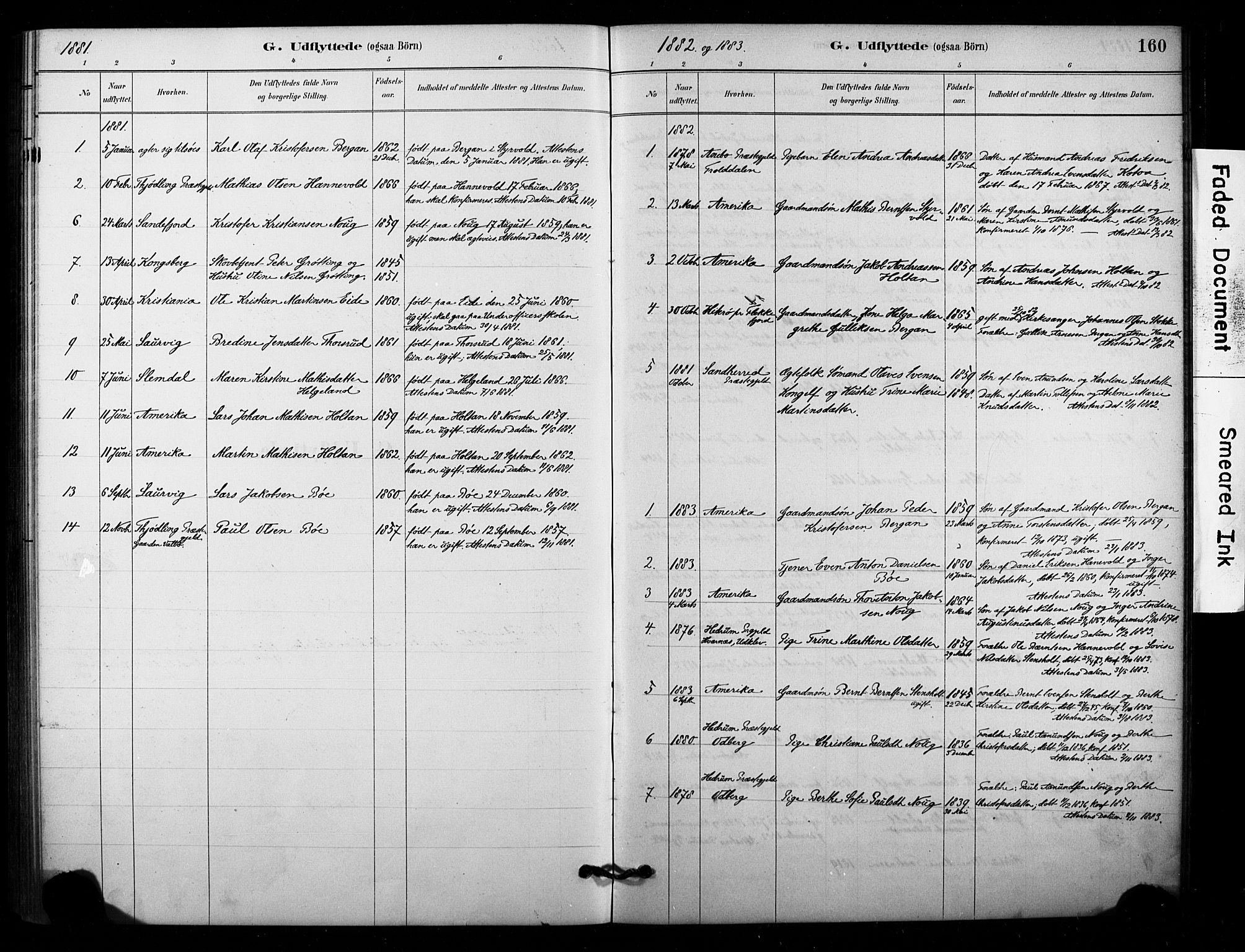 Lardal kirkebøker, AV/SAKO-A-350/F/Fd/L0001: Parish register (official) no. IV 1, 1881-1907, p. 160