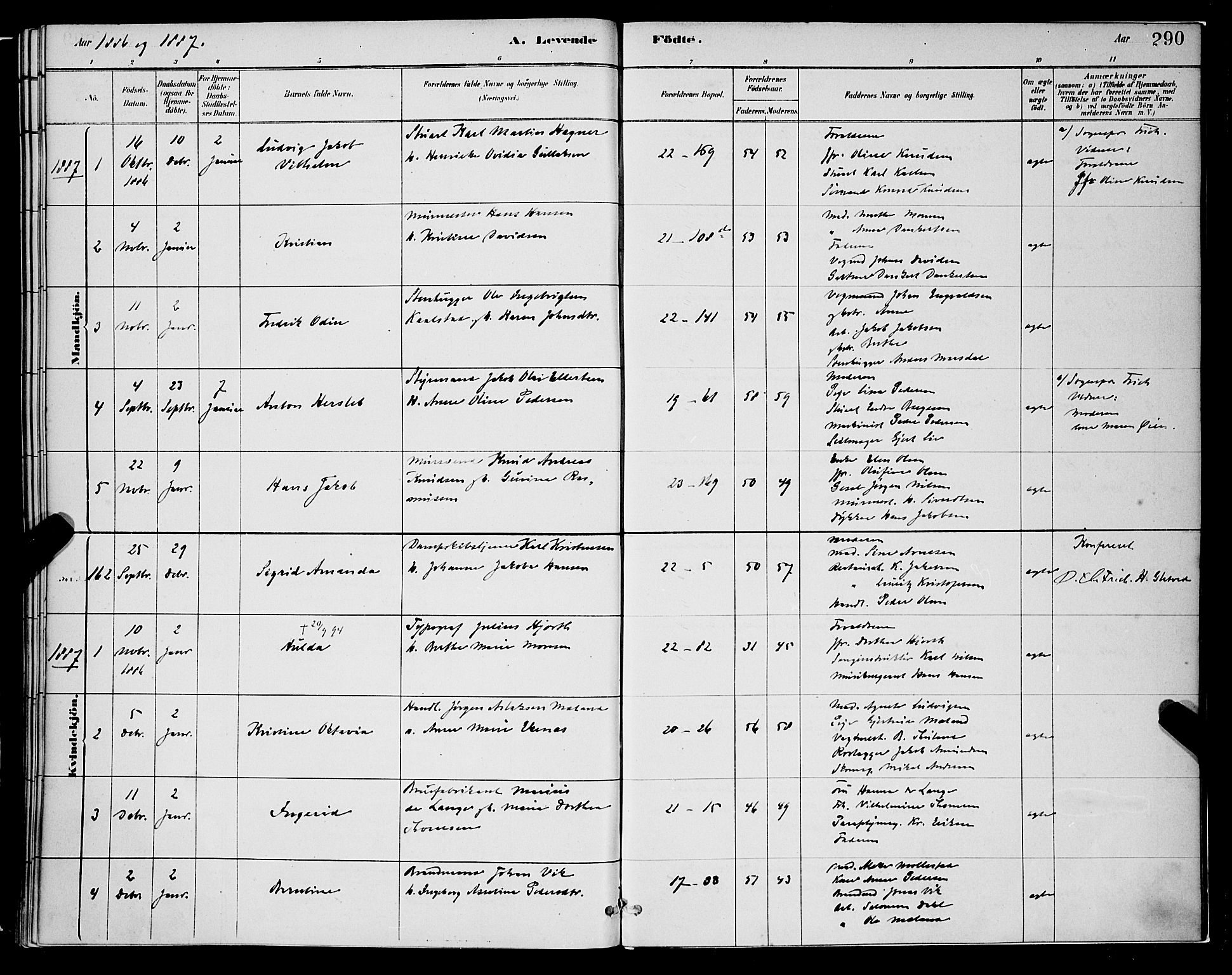 Korskirken sokneprestembete, SAB/A-76101/H/Hab: Parish register (copy) no. B 8, 1878-1887, p. 290