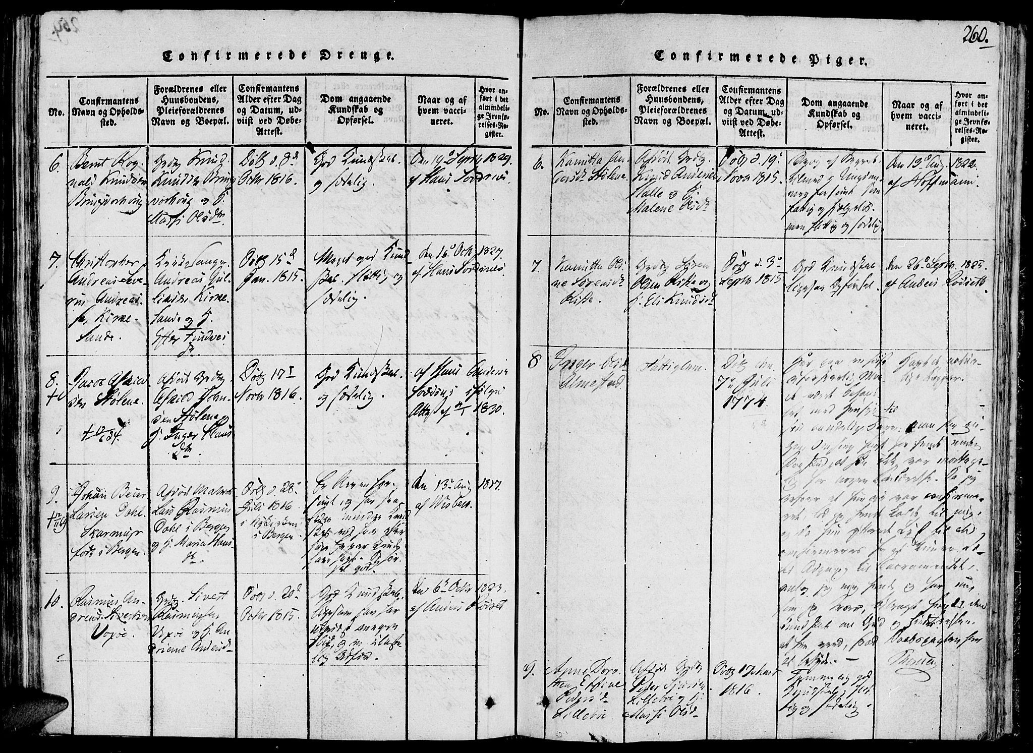 Ministerialprotokoller, klokkerbøker og fødselsregistre - Møre og Romsdal, AV/SAT-A-1454/503/L0033: Parish register (official) no. 503A01, 1816-1841, p. 260