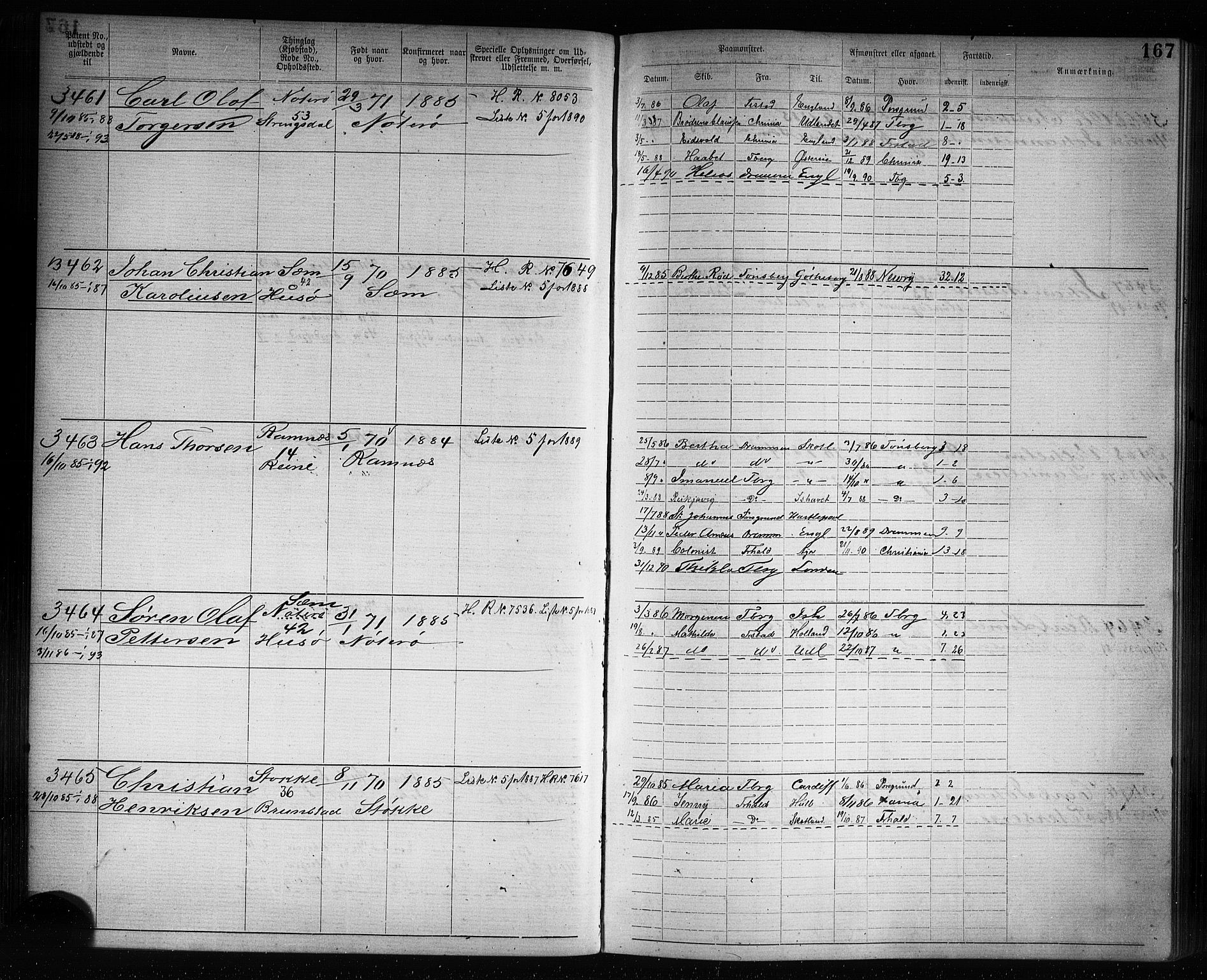 Tønsberg innrulleringskontor, AV/SAKO-A-786/F/Fb/L0007: Annotasjonsrulle Patent nr. 2636-5150, 1881-1892, p. 168