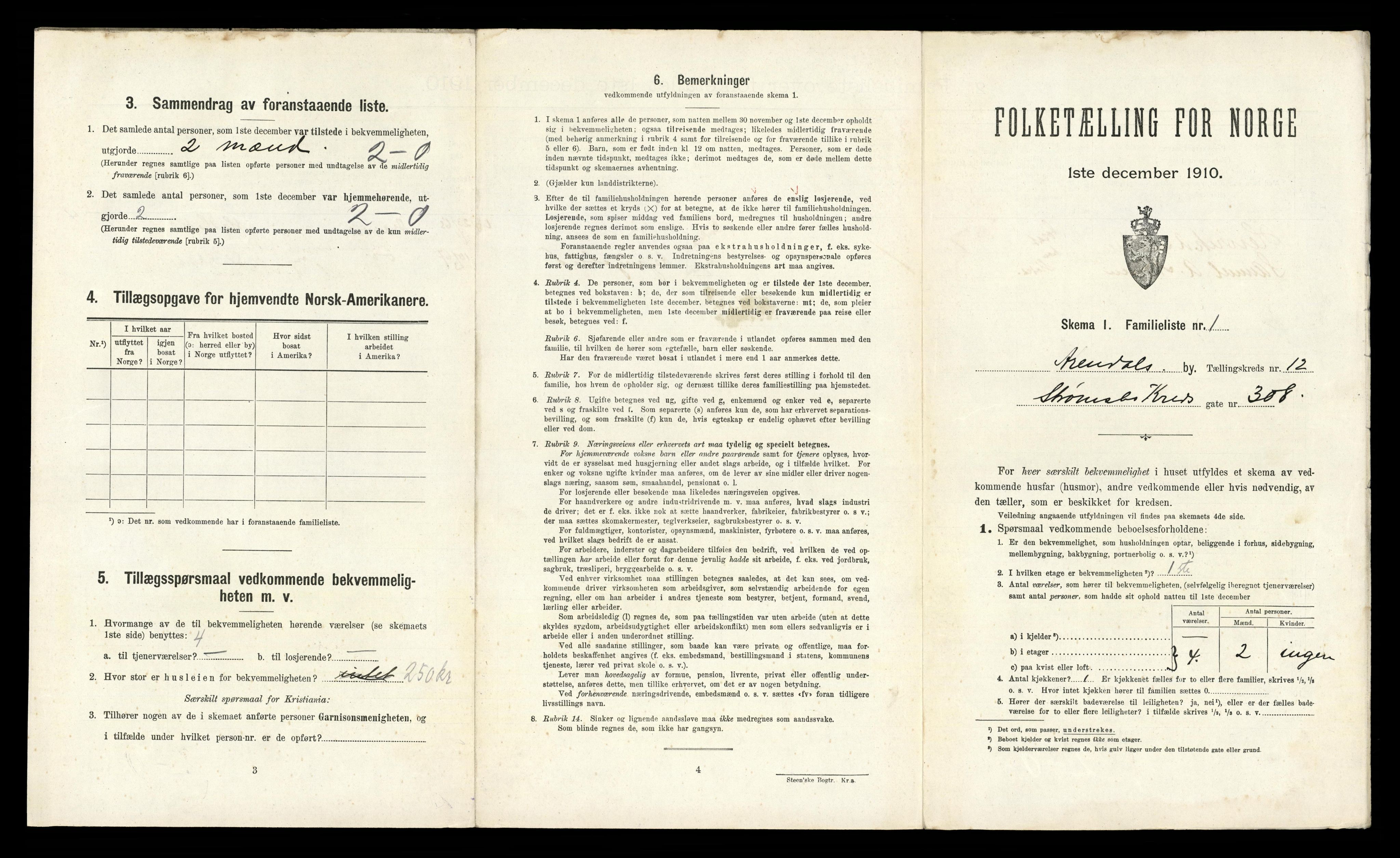 RA, 1910 census for Arendal, 1910, p. 4437