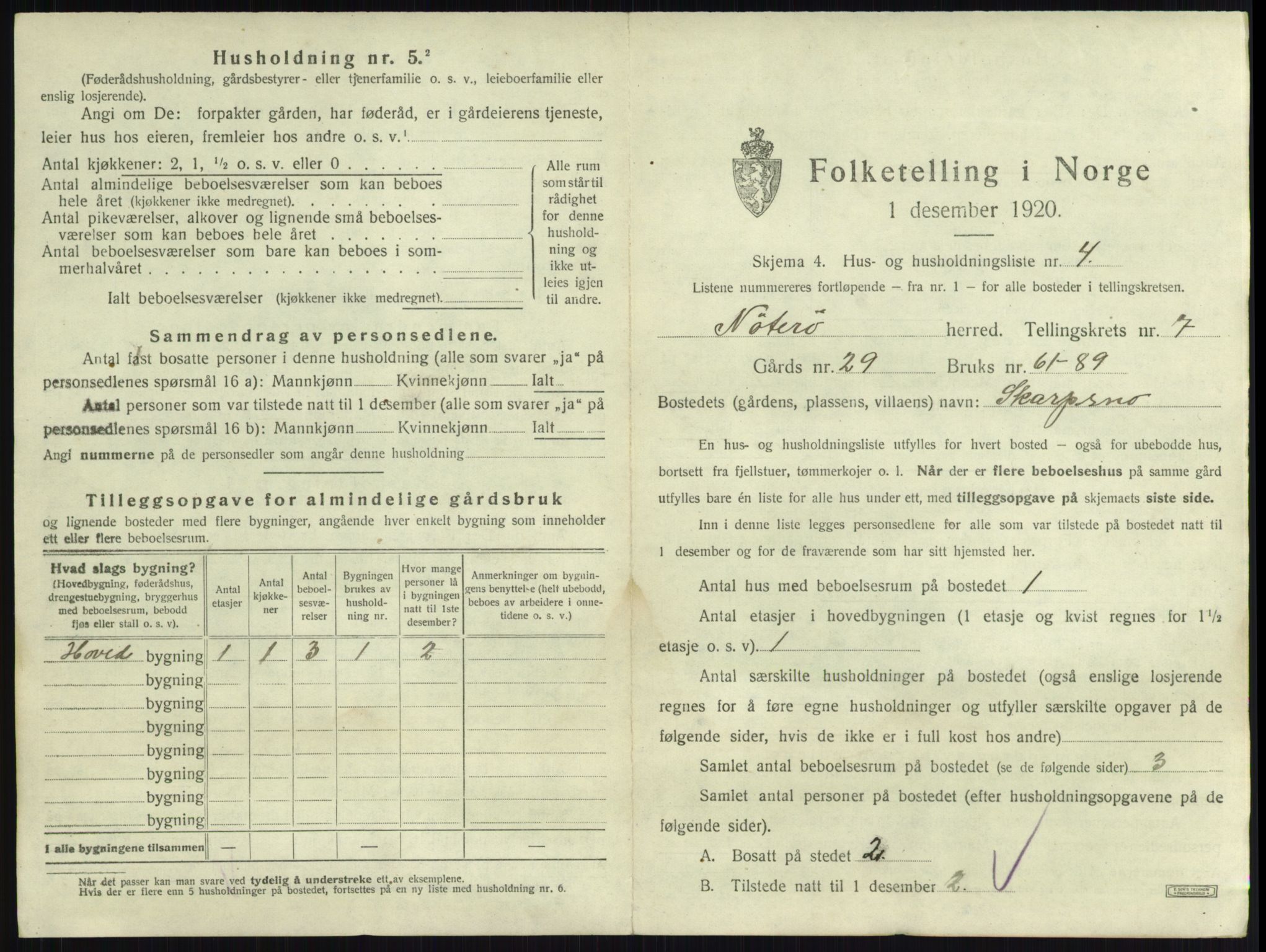 SAKO, 1920 census for Nøtterøy, 1920, p. 1328