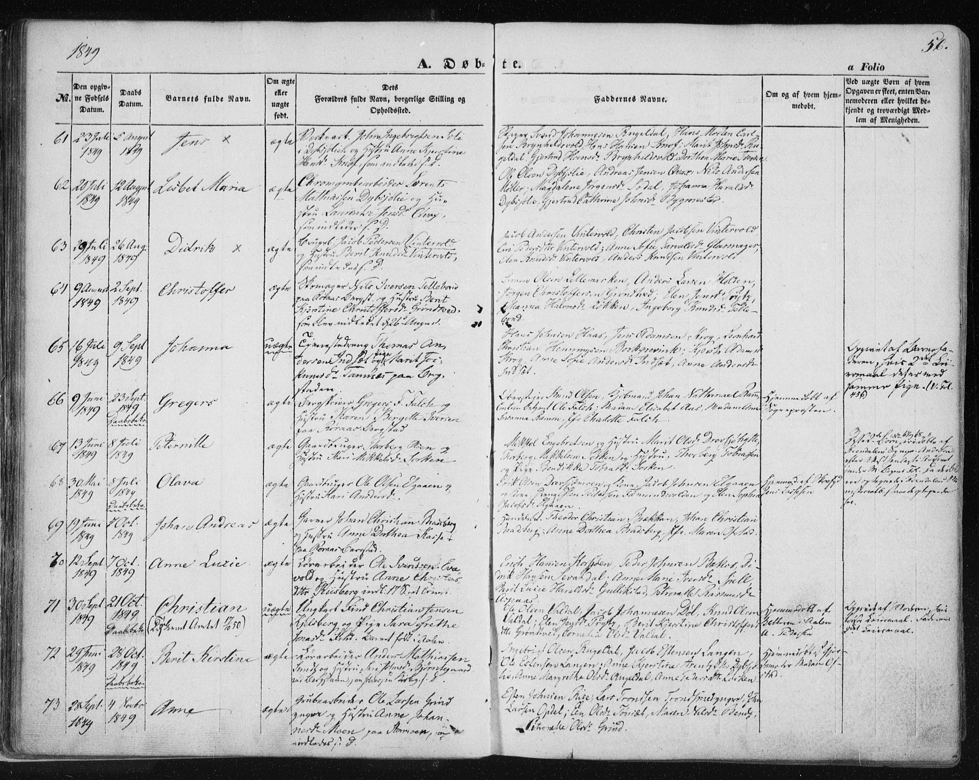 Ministerialprotokoller, klokkerbøker og fødselsregistre - Sør-Trøndelag, AV/SAT-A-1456/681/L0931: Parish register (official) no. 681A09, 1845-1859, p. 56