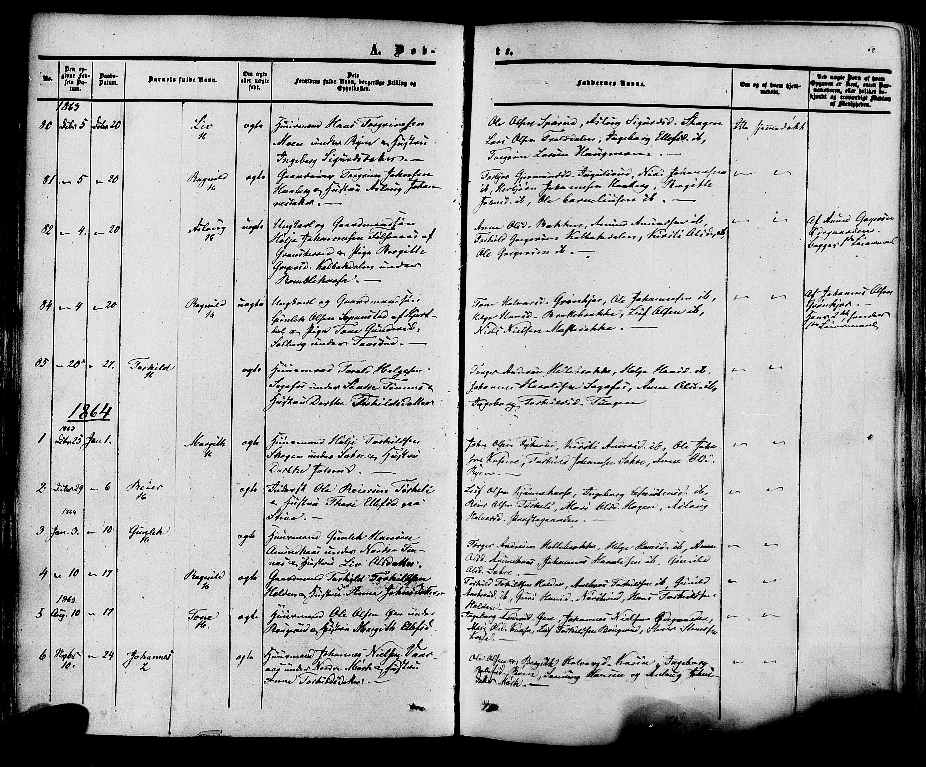Heddal kirkebøker, SAKO/A-268/F/Fa/L0007: Parish register (official) no. I 7, 1855-1877, p. 62
