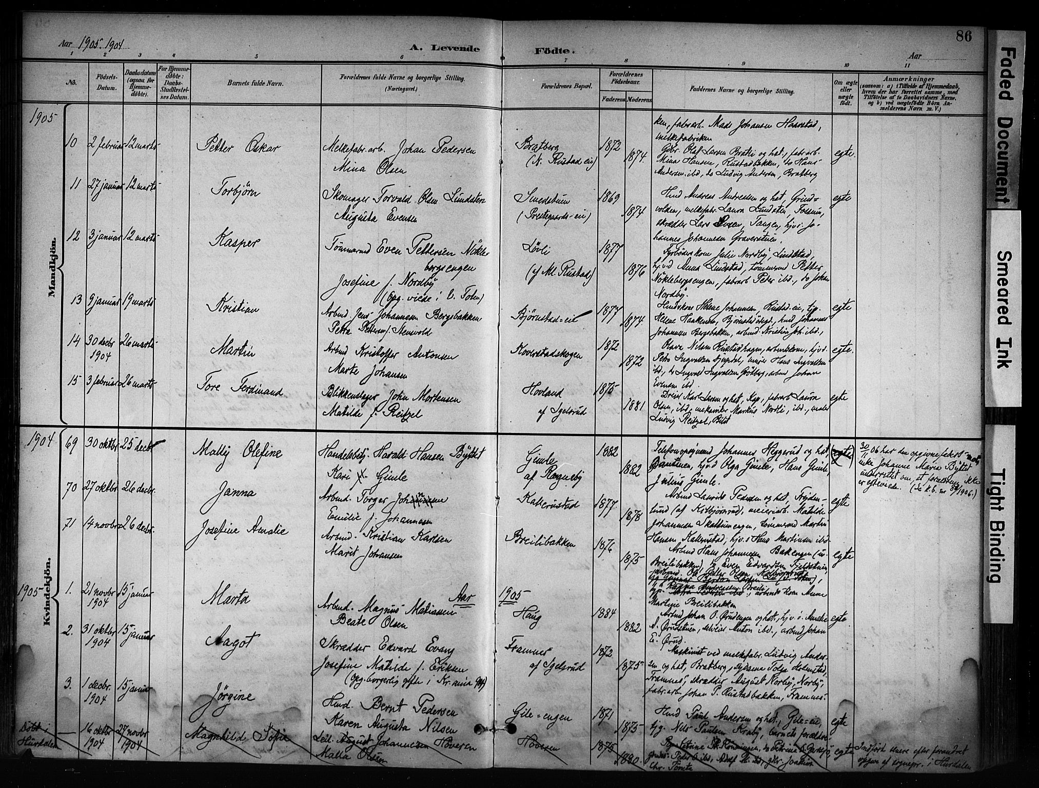 Østre Toten prestekontor, AV/SAH-PREST-104/H/Ha/Haa/L0008: Parish register (official) no. 8, 1897-1909, p. 86