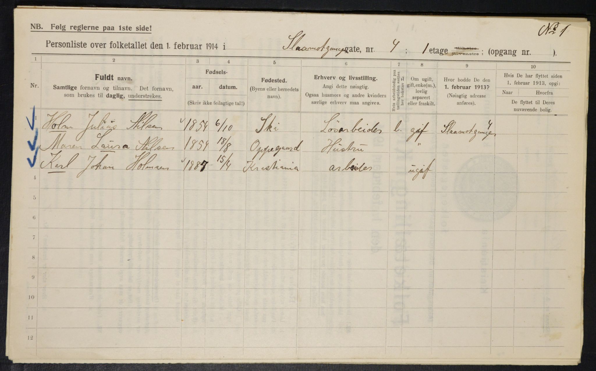 OBA, Municipal Census 1914 for Kristiania, 1914, p. 96787