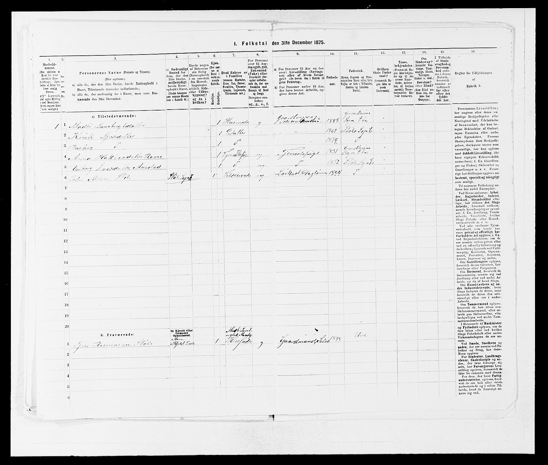 SAB, 1875 census for 1211P Etne, 1875, p. 270