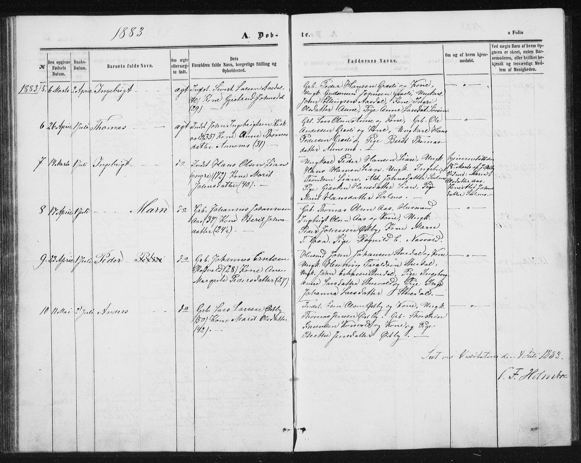 Ministerialprotokoller, klokkerbøker og fødselsregistre - Sør-Trøndelag, SAT/A-1456/698/L1166: Parish register (copy) no. 698C03, 1861-1887