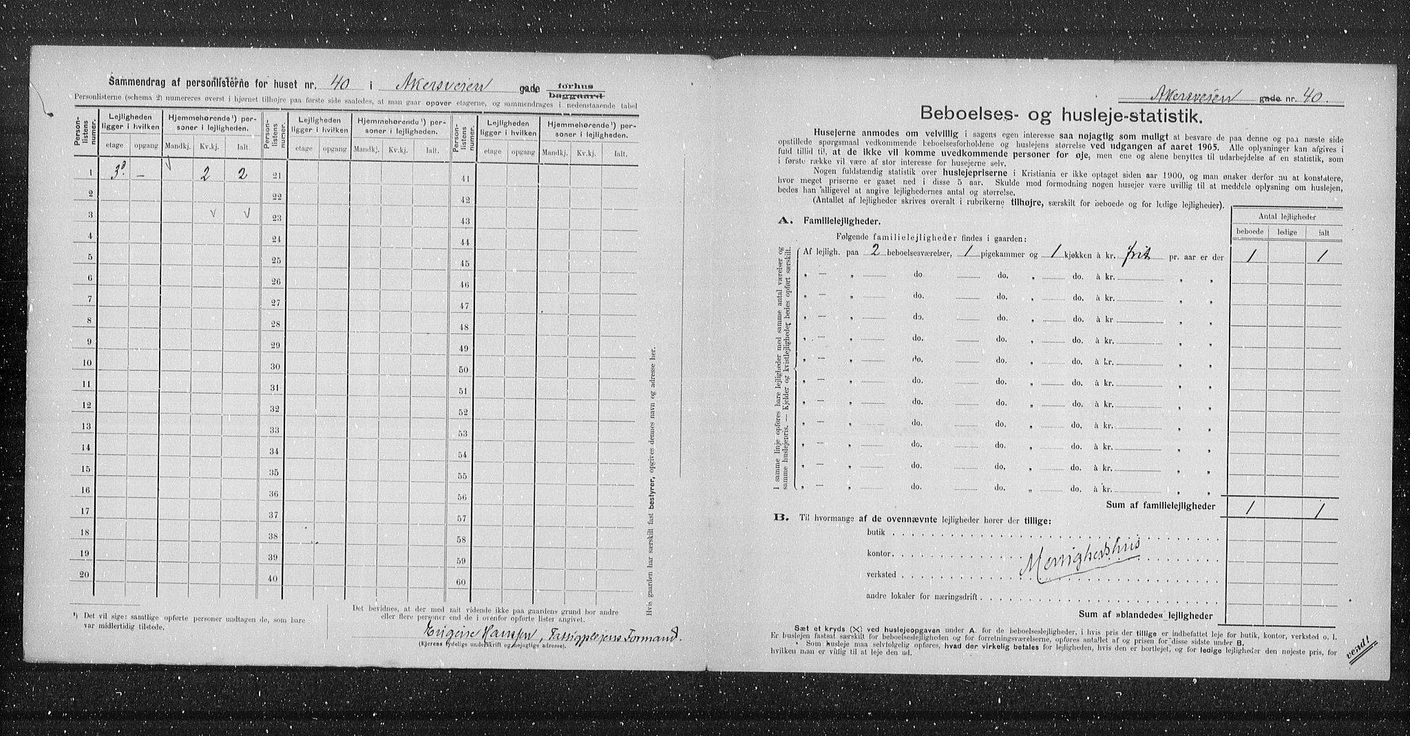 OBA, Municipal Census 1905 for Kristiania, 1905, p. 593