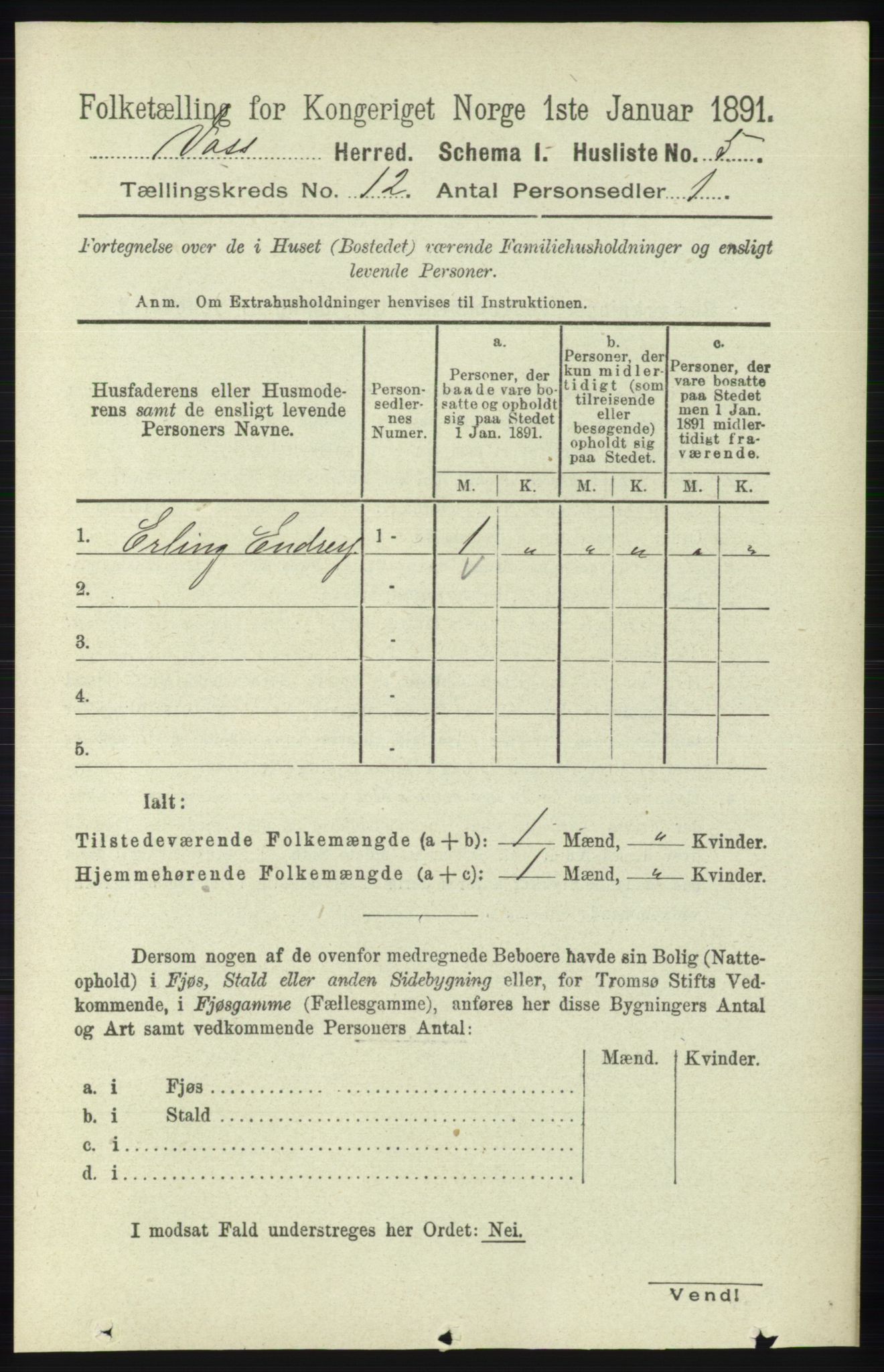 RA, 1891 census for 1235 Voss, 1891, p. 6420