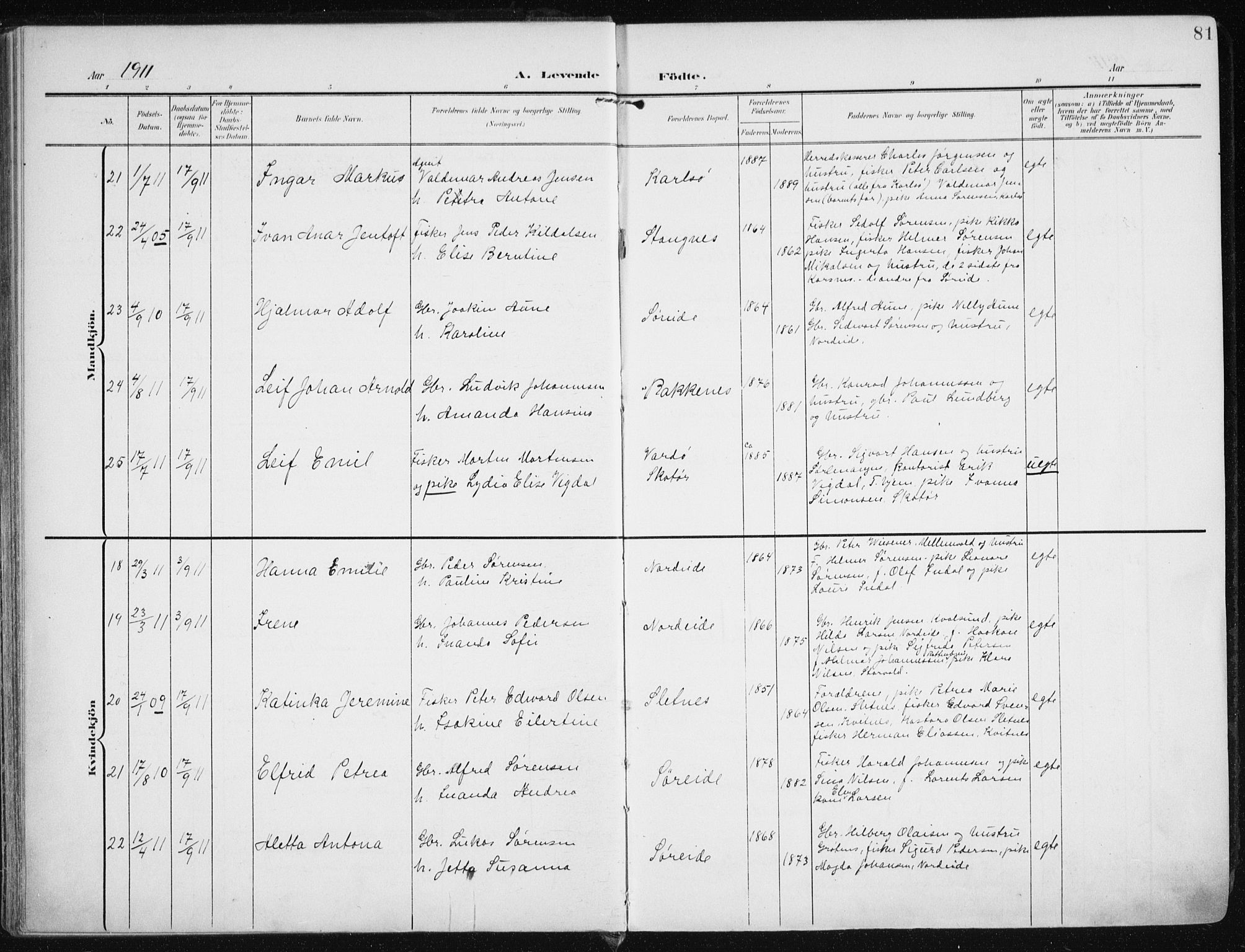 Karlsøy sokneprestembete, SATØ/S-1299/H/Ha/Haa/L0014kirke: Parish register (official) no. 14, 1903-1917, p. 81