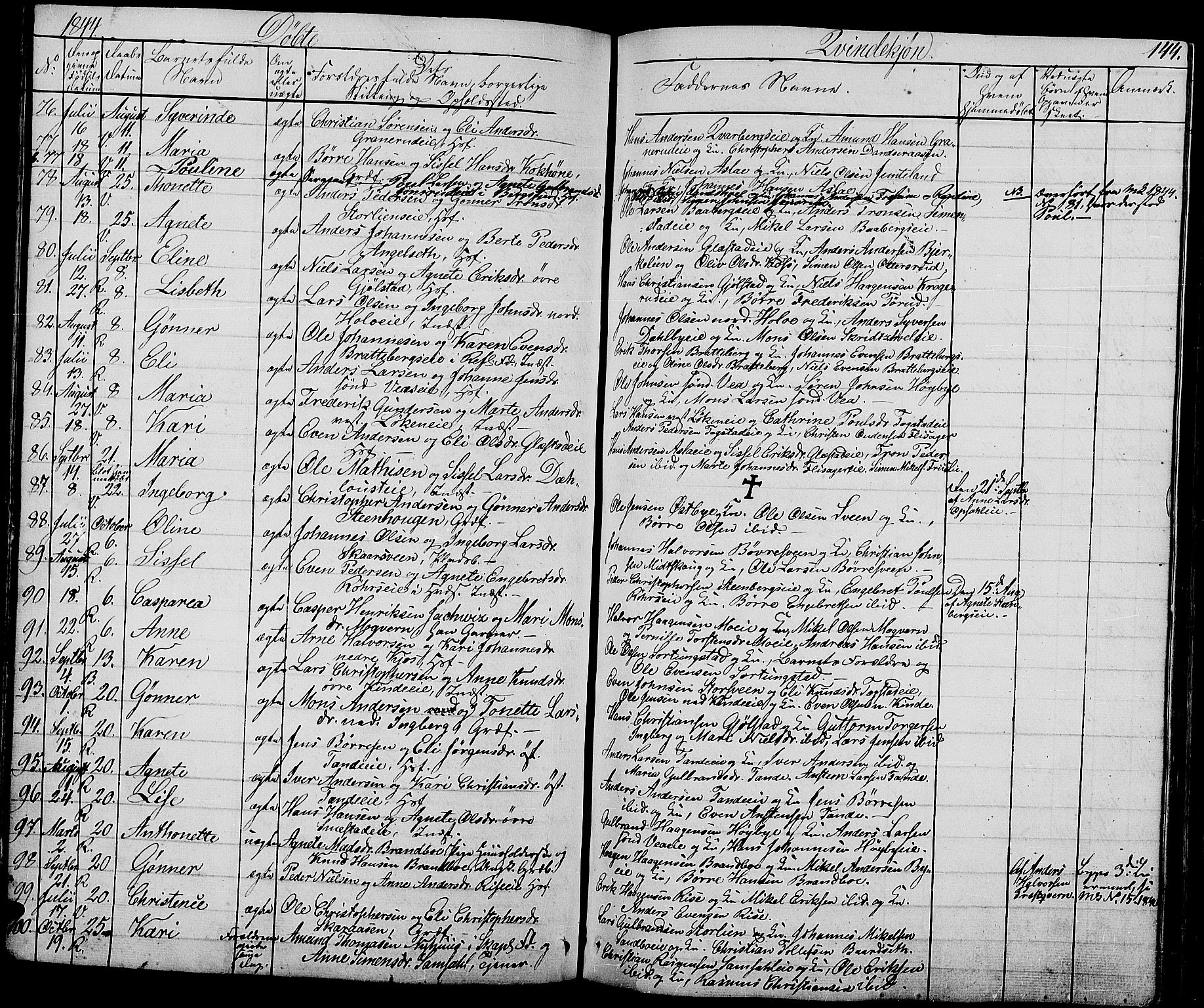 Ringsaker prestekontor, AV/SAH-PREST-014/L/La/L0005: Parish register (copy) no. 5, 1839-1850, p. 144