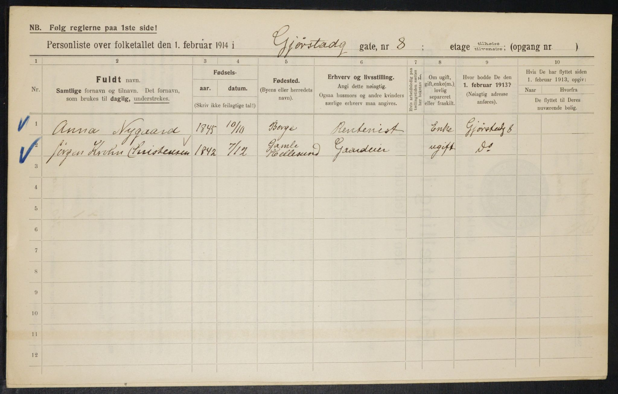 OBA, Municipal Census 1914 for Kristiania, 1914, p. 29491