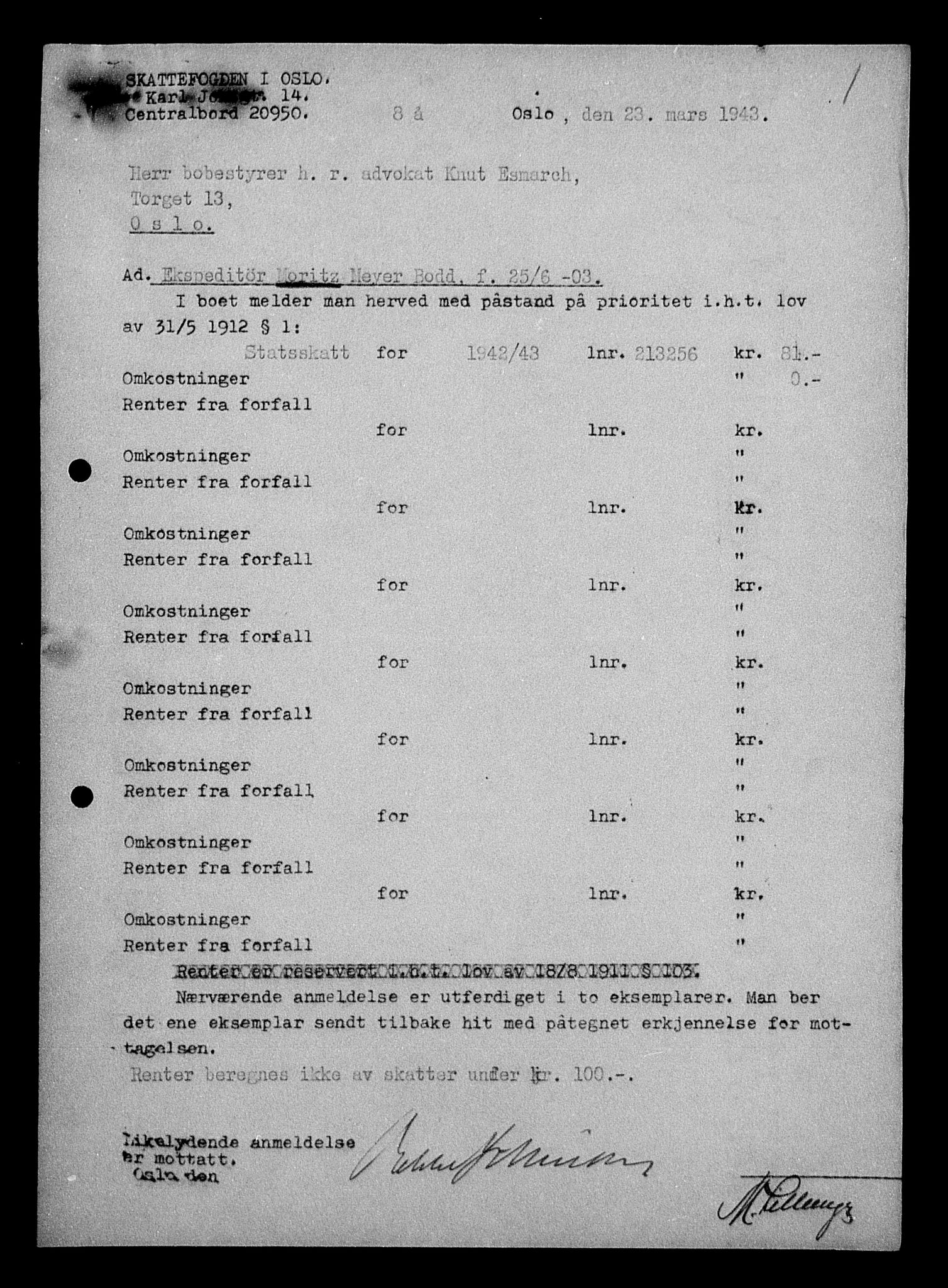 Justisdepartementet, Tilbakeføringskontoret for inndratte formuer, AV/RA-S-1564/H/Hc/Hcc/L0927: --, 1945-1947, p. 90