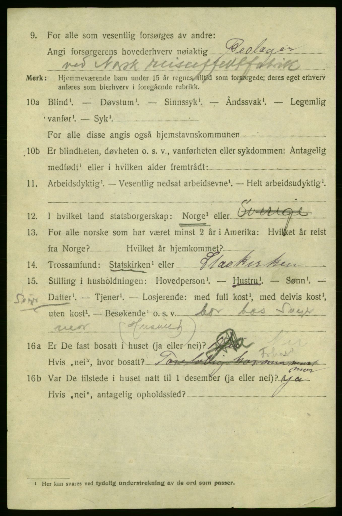 SAO, 1920 census for Fredrikshald, 1920, p. 9485