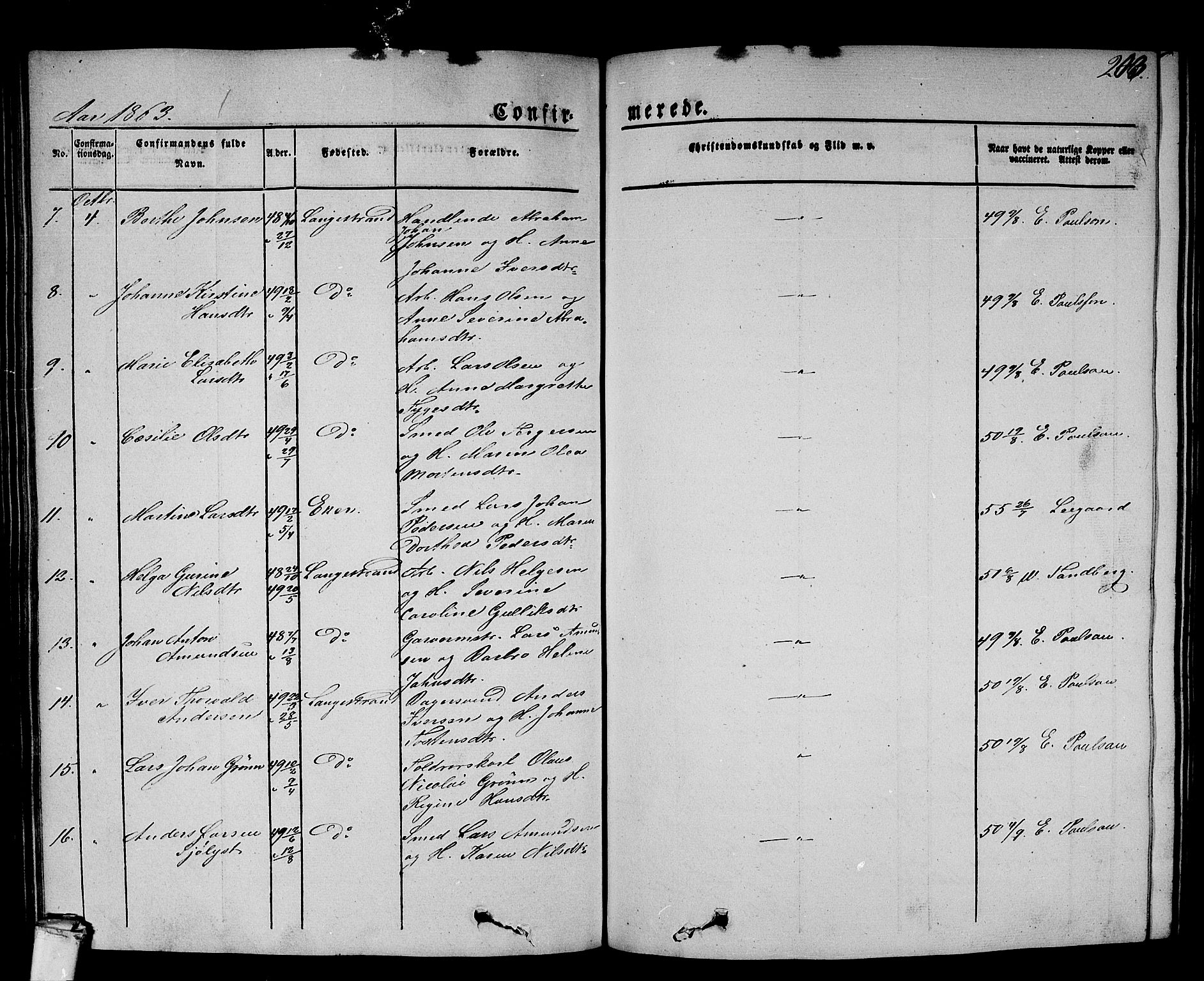 Larvik kirkebøker, AV/SAKO-A-352/G/Gb/L0002: Parish register (copy) no. II 2, 1843-1866, p. 203