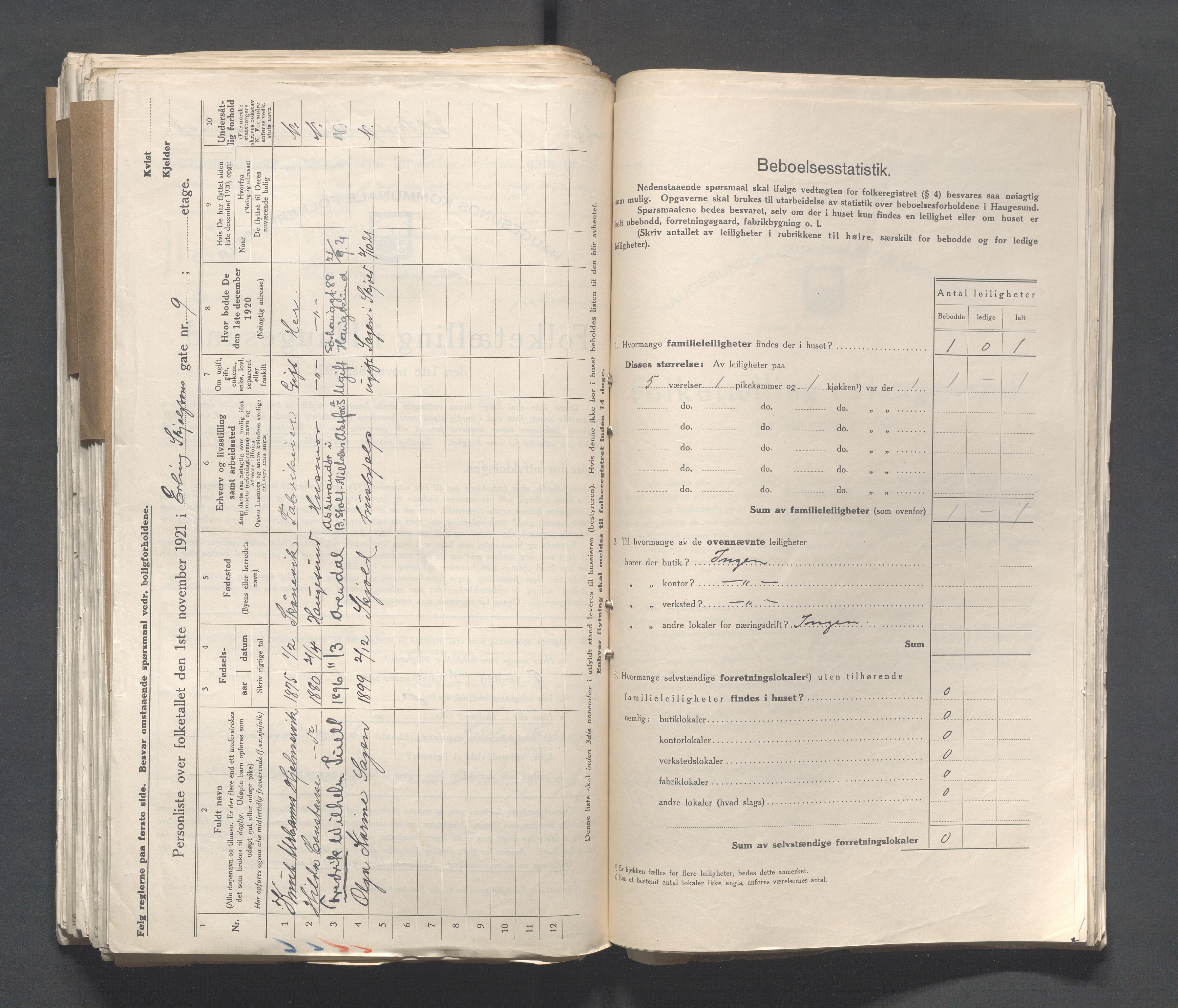 IKAR, Local census 1.11.1921 for Haugesund, 1921, p. 703