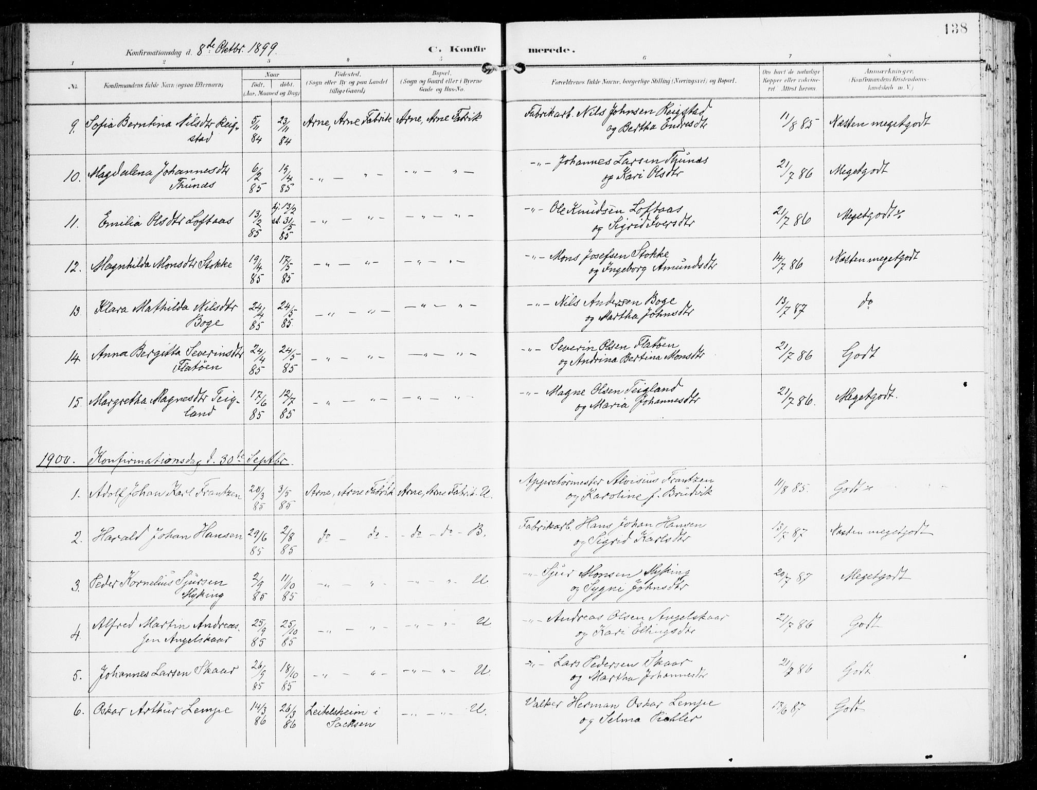 Haus sokneprestembete, AV/SAB-A-75601/H/Haa: Parish register (official) no. D 2, 1899-1912, p. 138