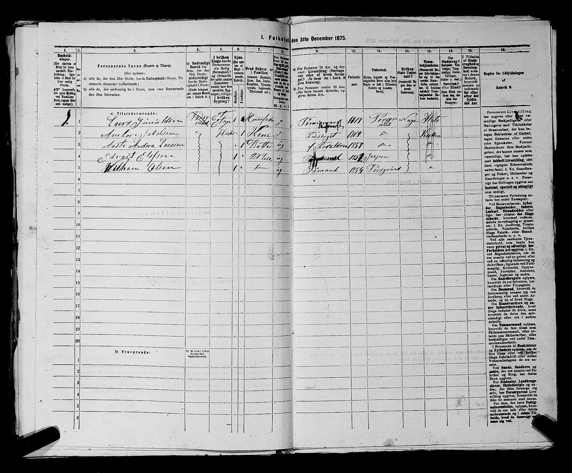 SAKO, 1875 census for 0805P Porsgrunn, 1875, p. 446