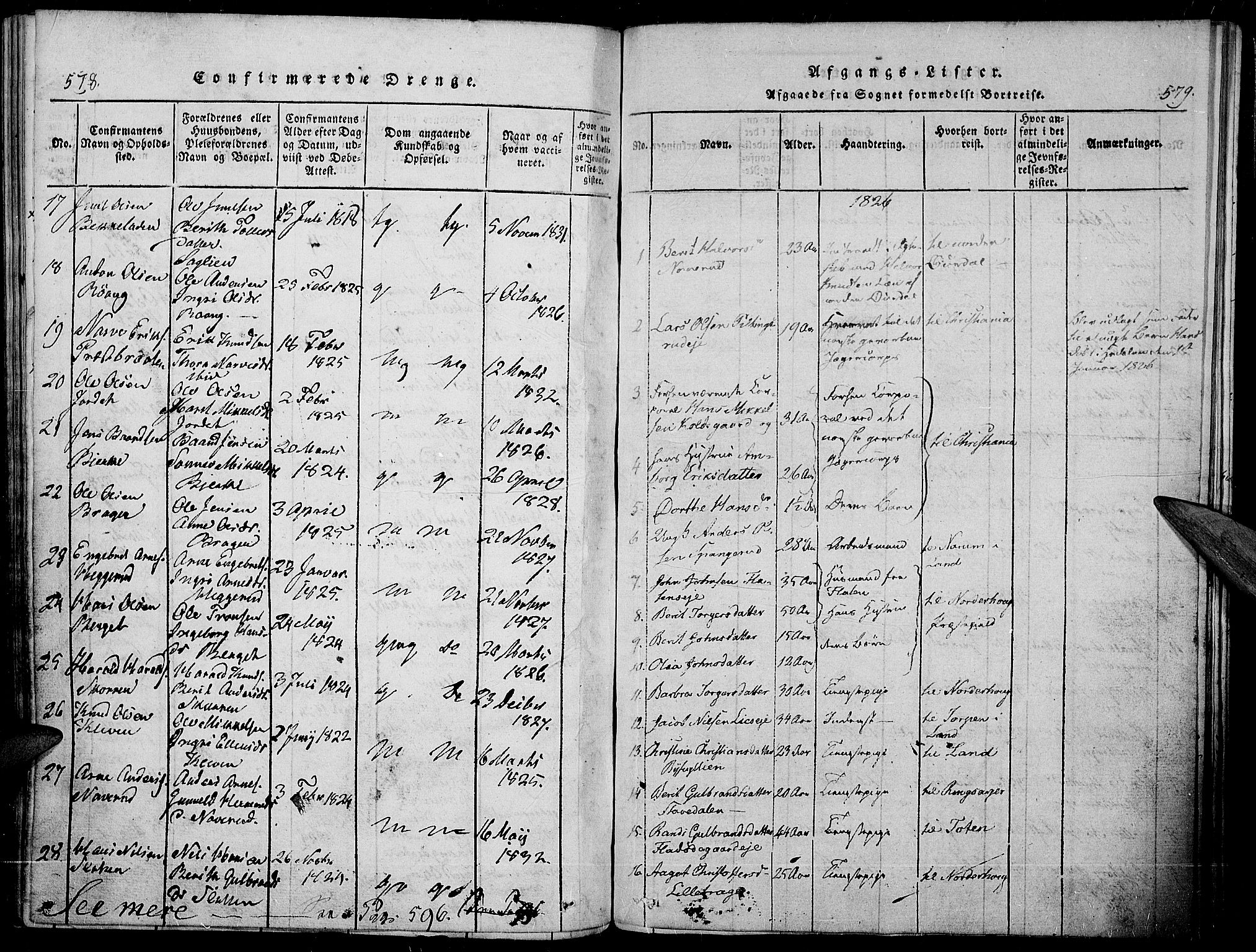 Sør-Aurdal prestekontor, SAH/PREST-128/H/Ha/Haa/L0003: Parish register (official) no. 3, 1825-1840, p. 578-579