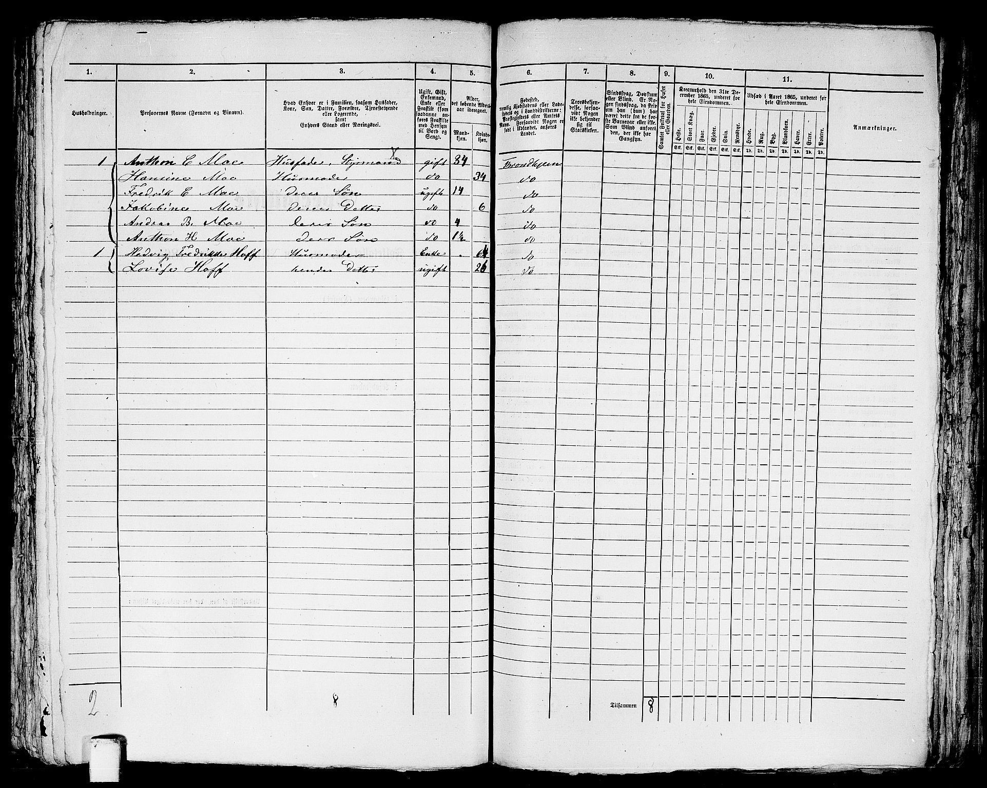 RA, 1865 census for Trondheim, 1865, p. 1916
