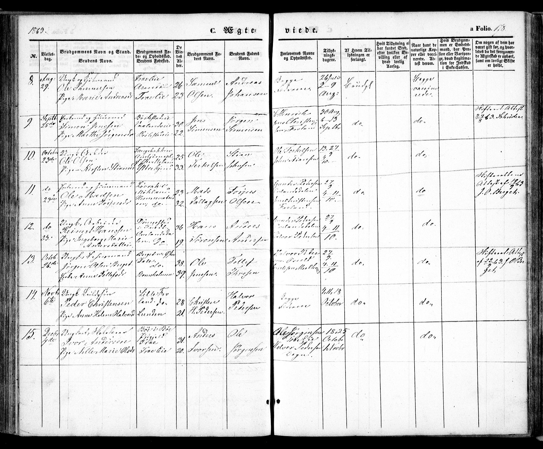 Froland sokneprestkontor, AV/SAK-1111-0013/F/Fa/L0002: Parish register (official) no. A 2, 1845-1863, p. 178