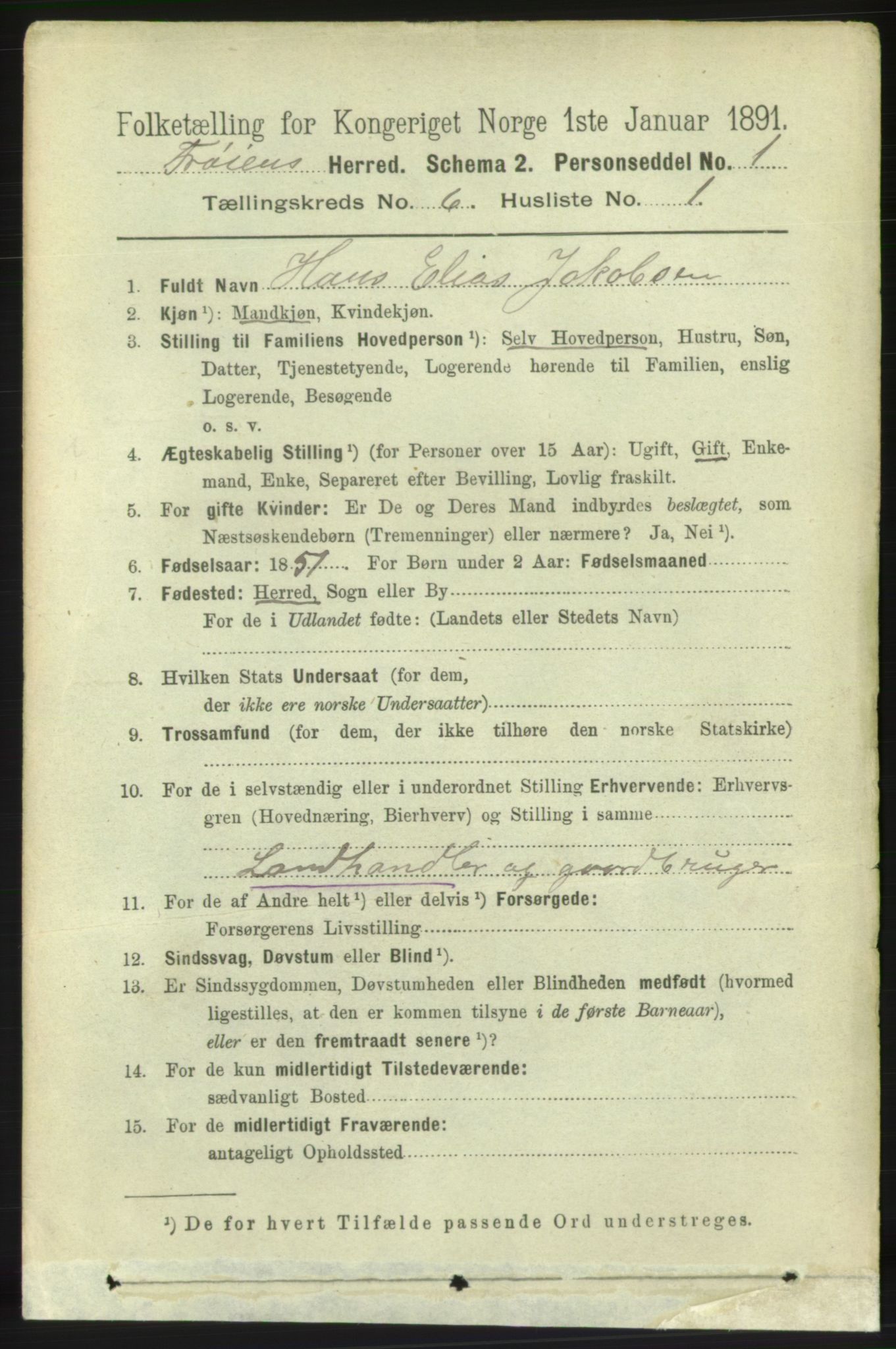 RA, 1891 census for 1619 Frøya, 1891, p. 4175