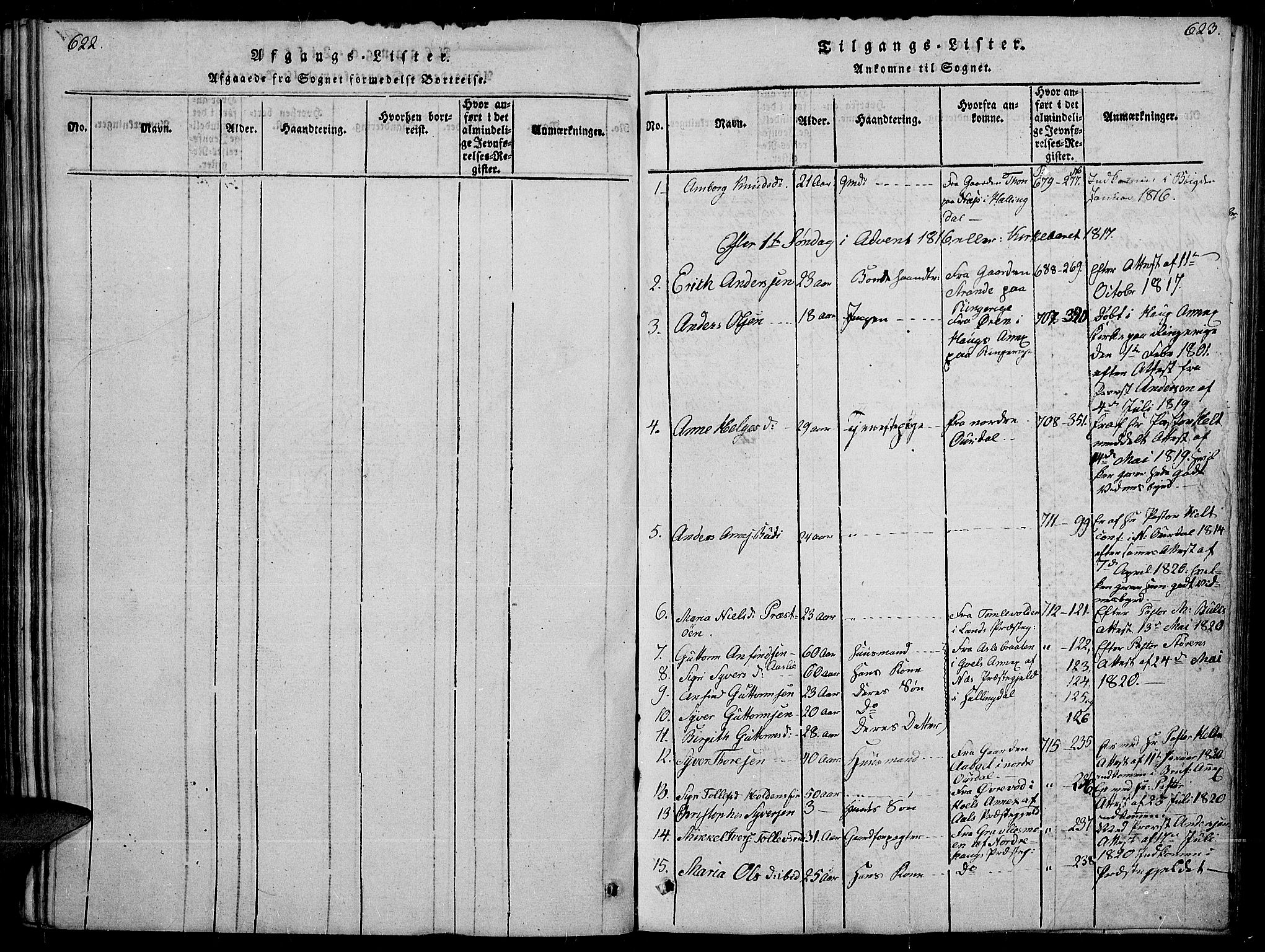 Sør-Aurdal prestekontor, SAH/PREST-128/H/Ha/Haa/L0002: Parish register (official) no. 2, 1815-1840, p. 622-623