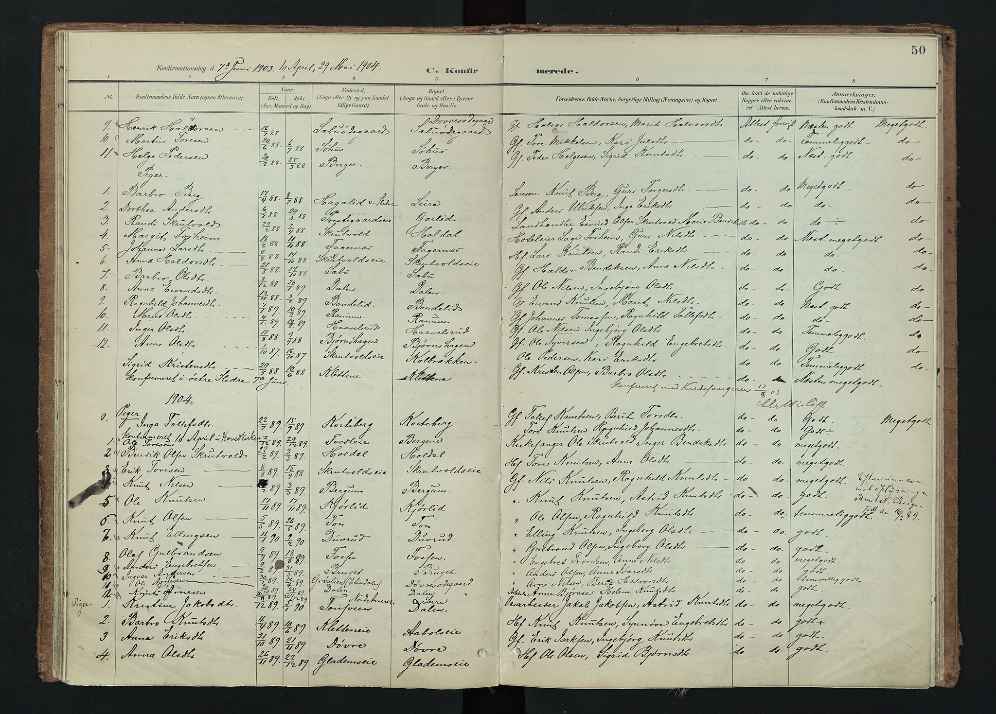 Nord-Aurdal prestekontor, SAH/PREST-132/H/Ha/Haa/L0015: Parish register (official) no. 15, 1896-1914, p. 50