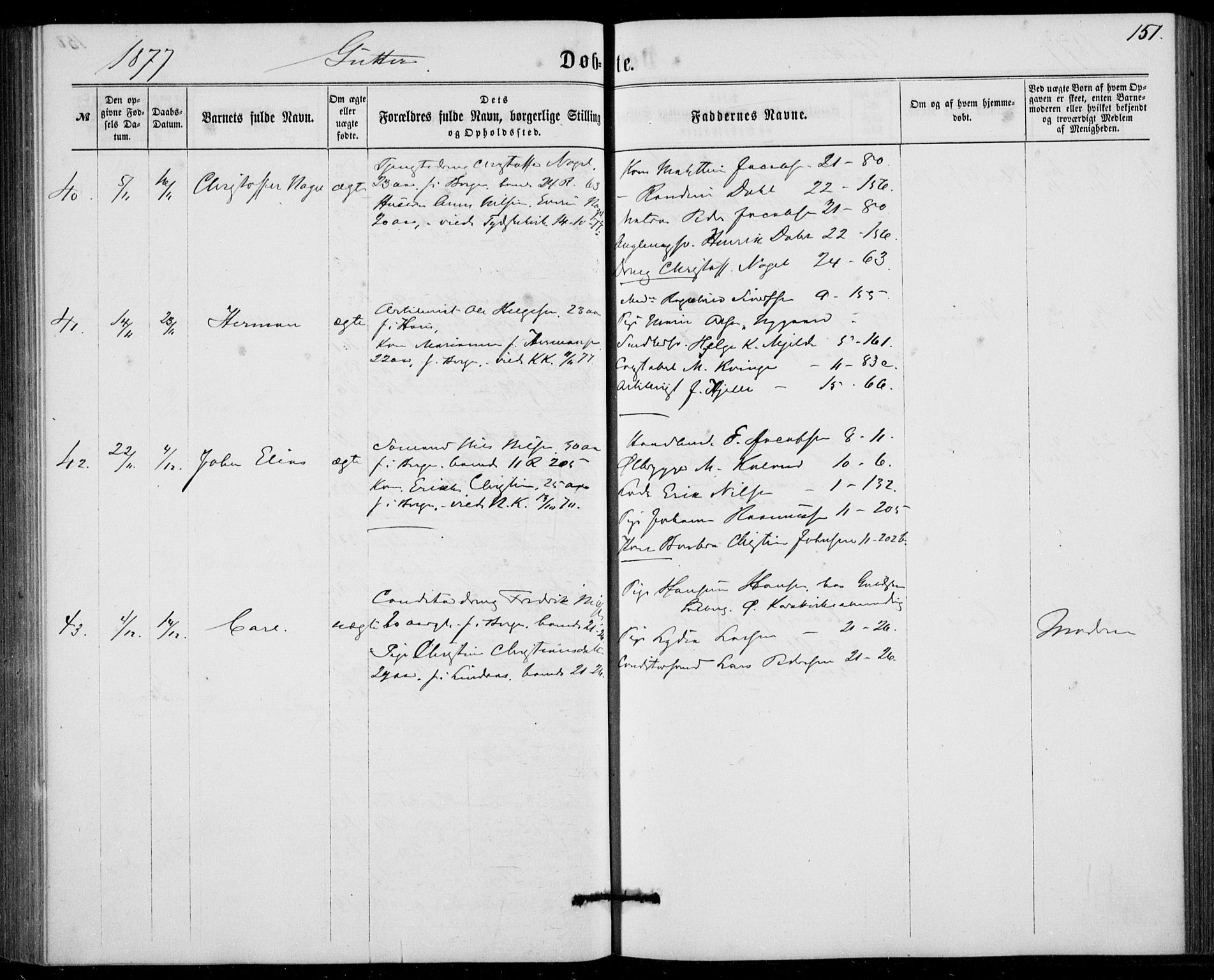 Fødselsstiftelsens sokneprestembete, ført av overlegen*, SAB/-: Parish register (official) no. A 1, 1863-1883, p. 151