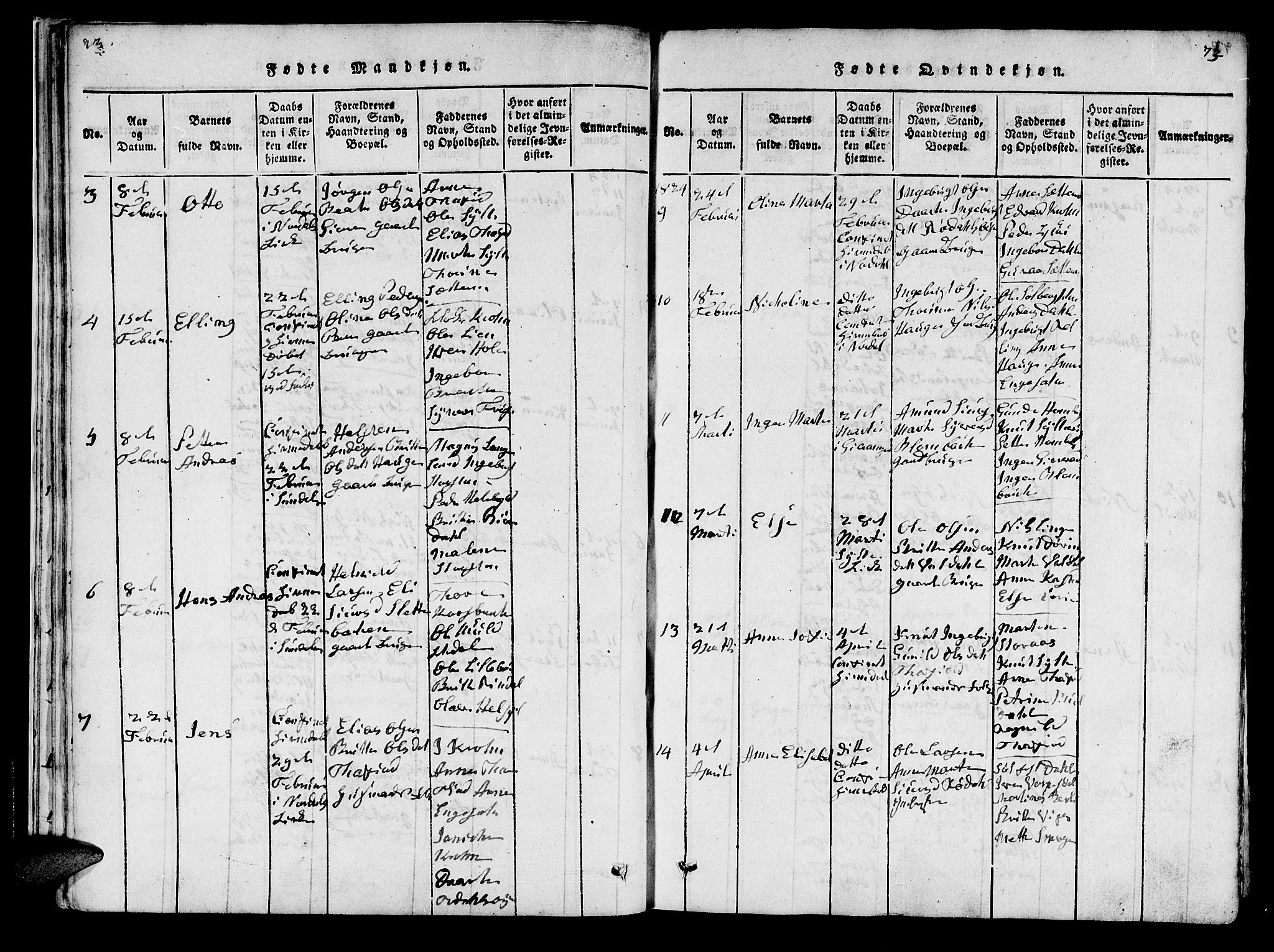 Ministerialprotokoller, klokkerbøker og fødselsregistre - Møre og Romsdal, SAT/A-1454/519/L0246: Parish register (official) no. 519A05, 1817-1834, p. 72-73