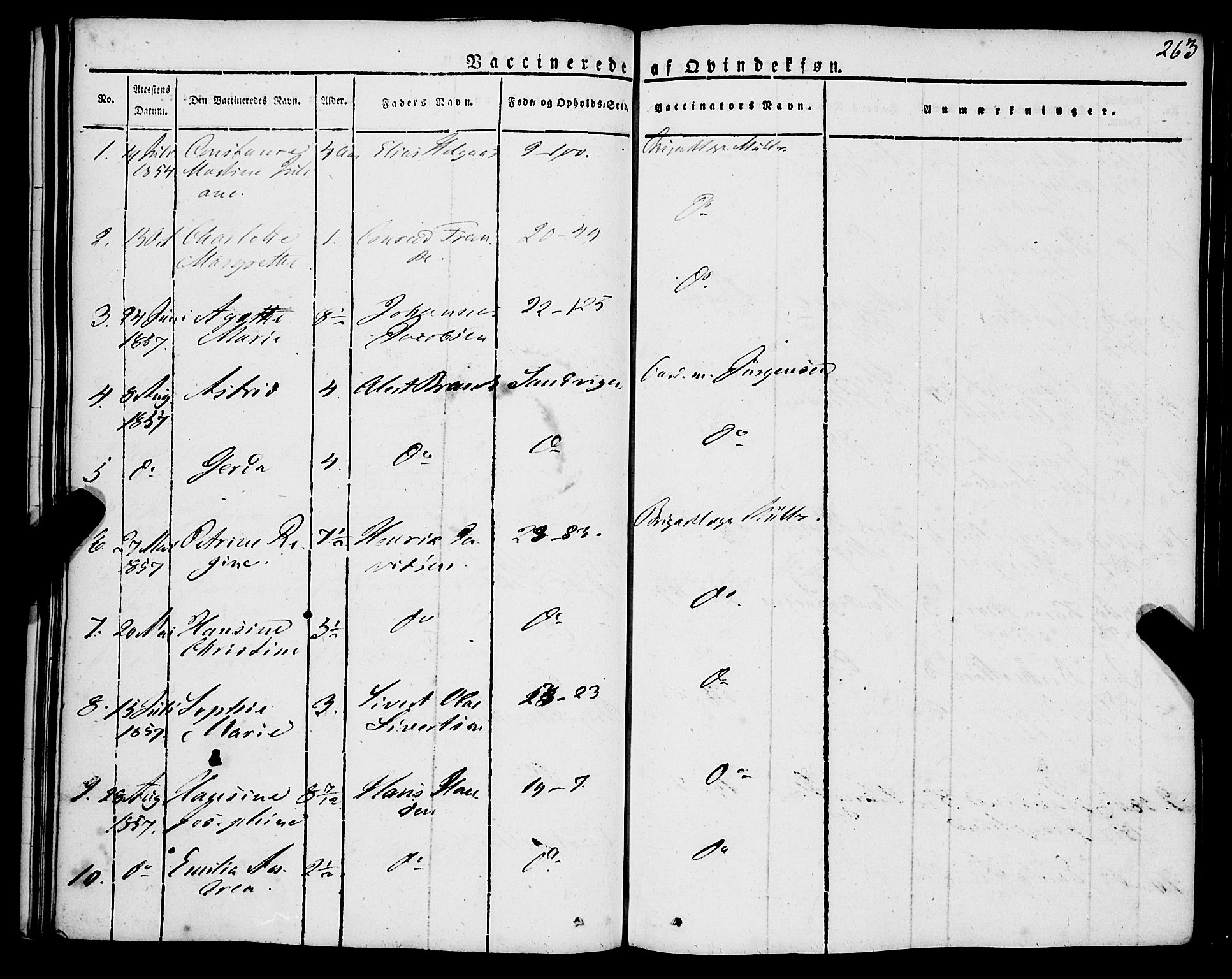 Korskirken sokneprestembete, SAB/A-76101/H/Haa/L0050: Parish register (official) no. F 1, 1821-1869, p. 263